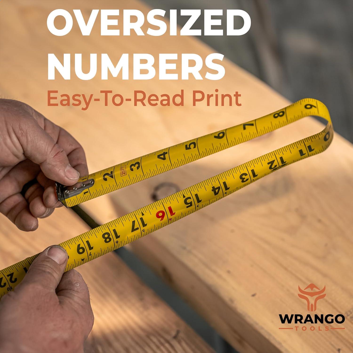Cinta Métrica Wrango Tools 25 PIES (2PK) - Doble Cara, Bloqueo
