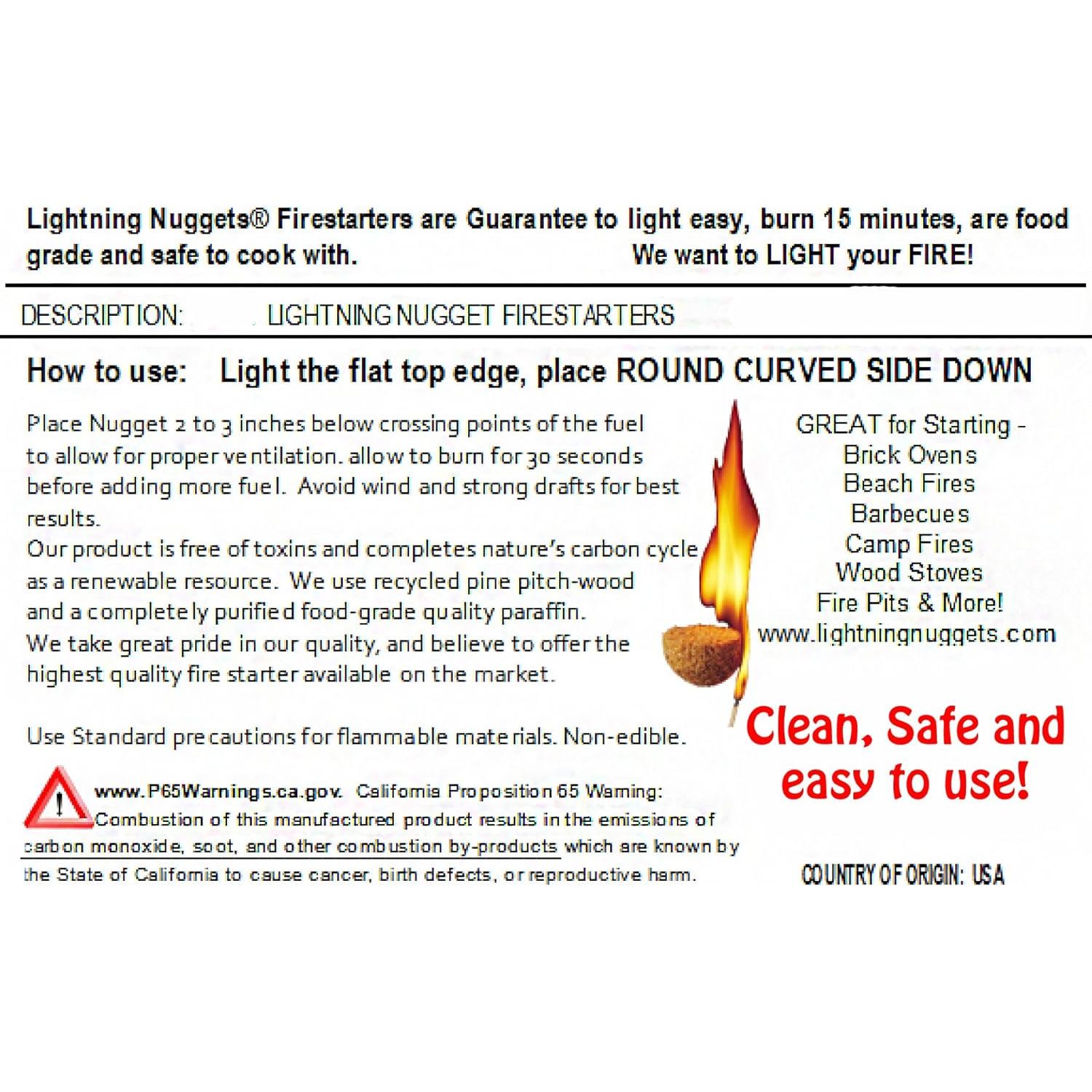 Encendedor Lightning Nuggets 100 Contenido Madera Pino