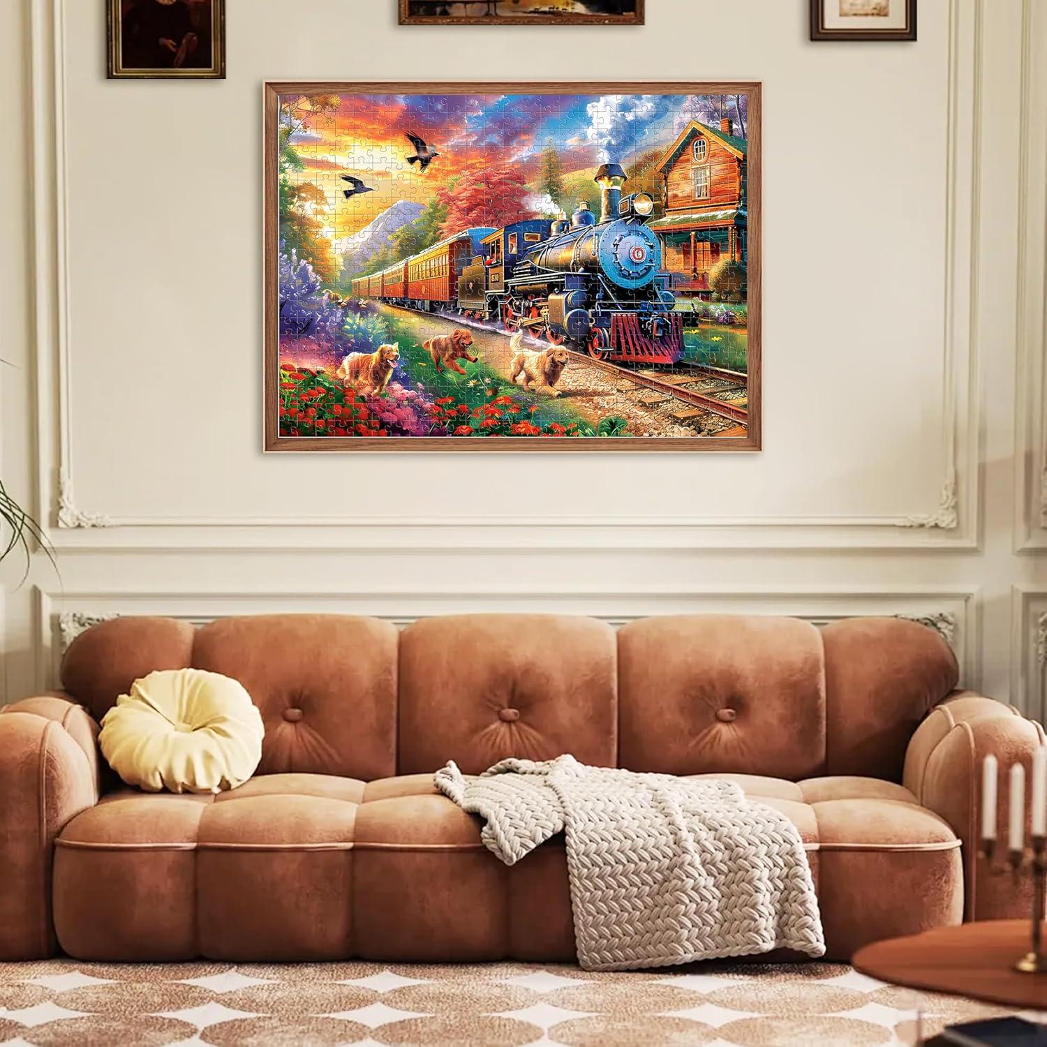 Rompecabezas de 500 Piezas Jeacirio Perros y Tren 52x38cm