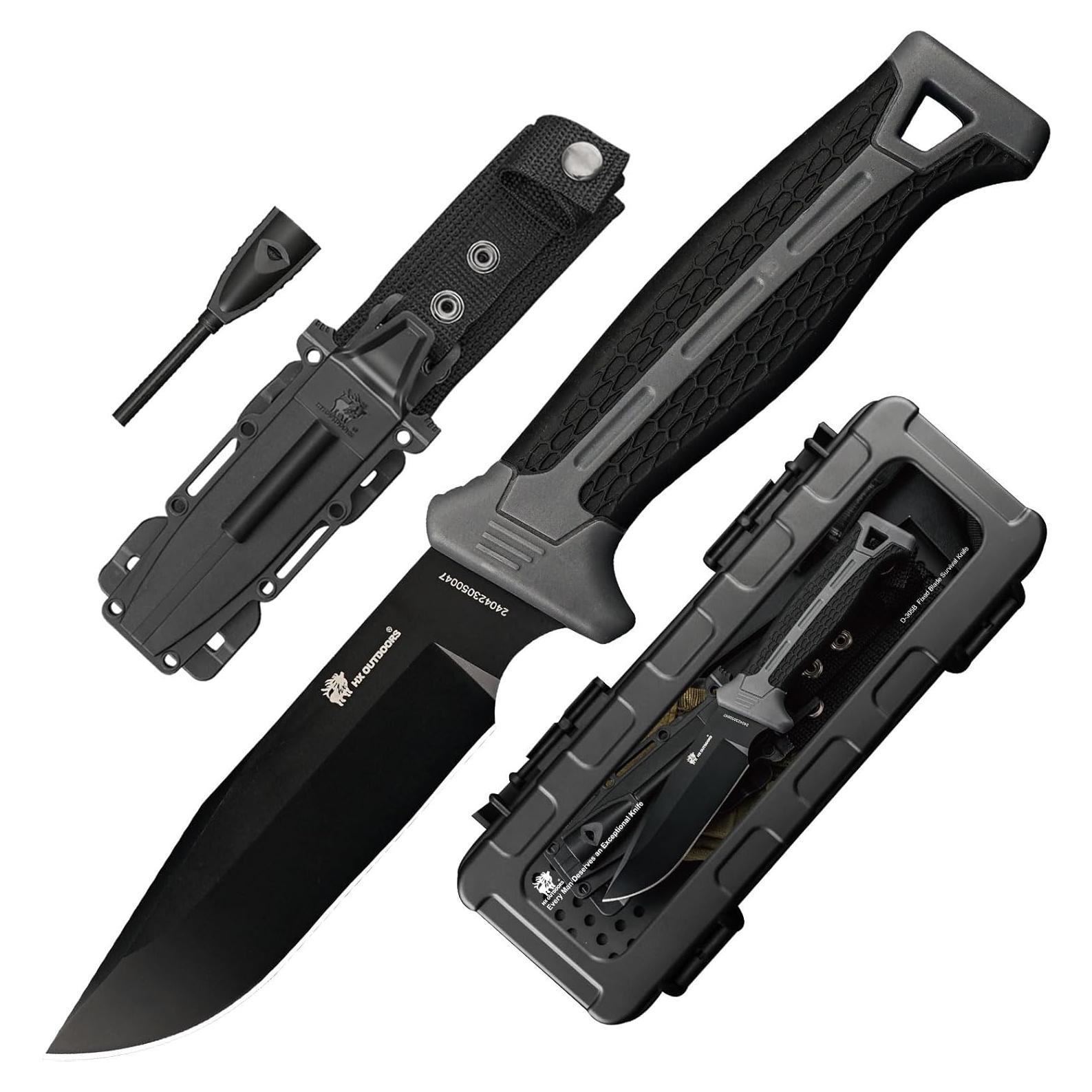 Cuchillo de Bushcraft HX OUTDOORS 24 cm con Encendedor