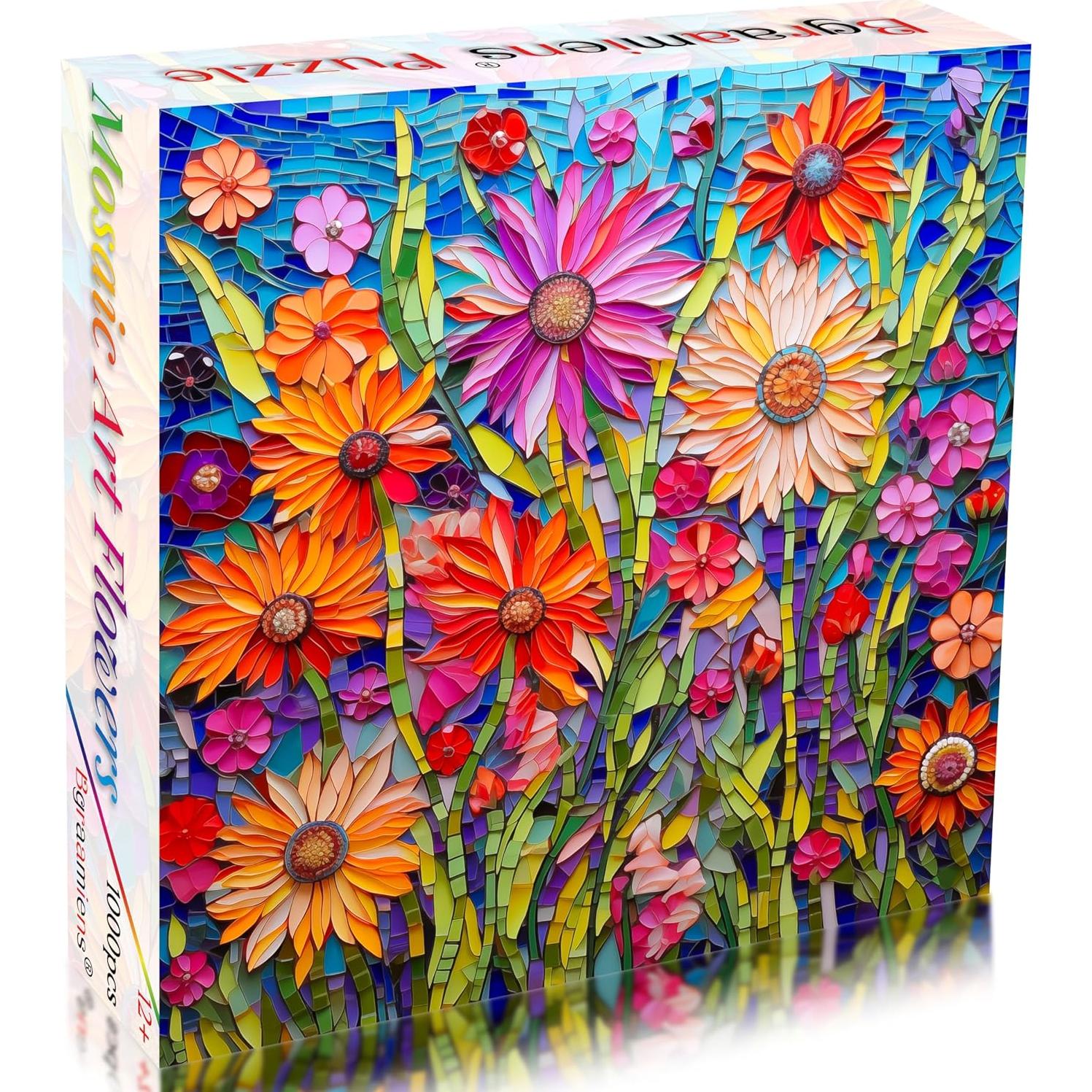 Rompecabezas Bgraamiens Arte Mosaico Flores 1000 Piezas 61x61cm