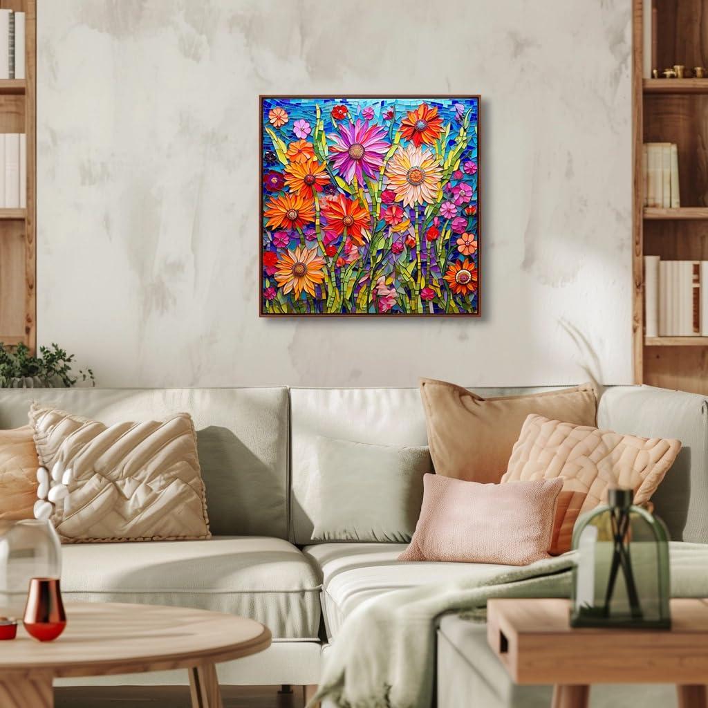 Rompecabezas Bgraamiens Arte Mosaico Flores 1000 Piezas 61x61cm