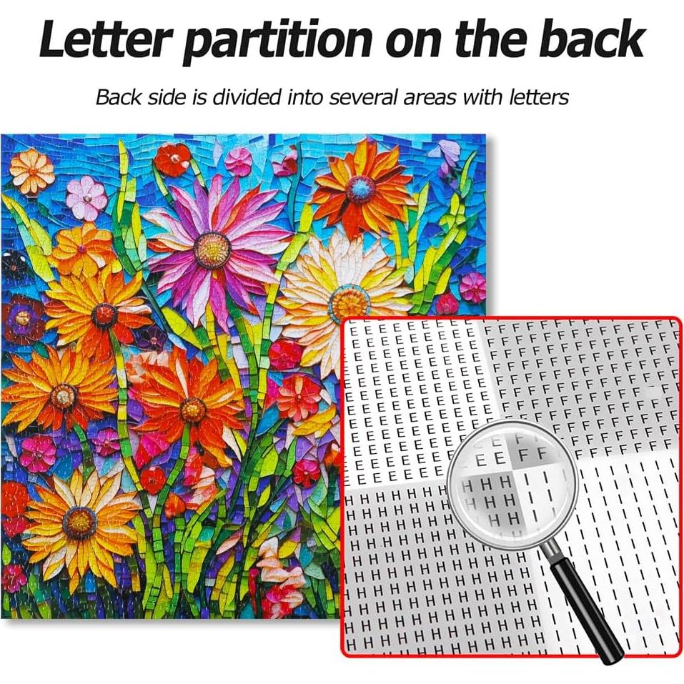 Rompecabezas Bgraamiens Arte Mosaico Flores 1000 Piezas 61x61cm