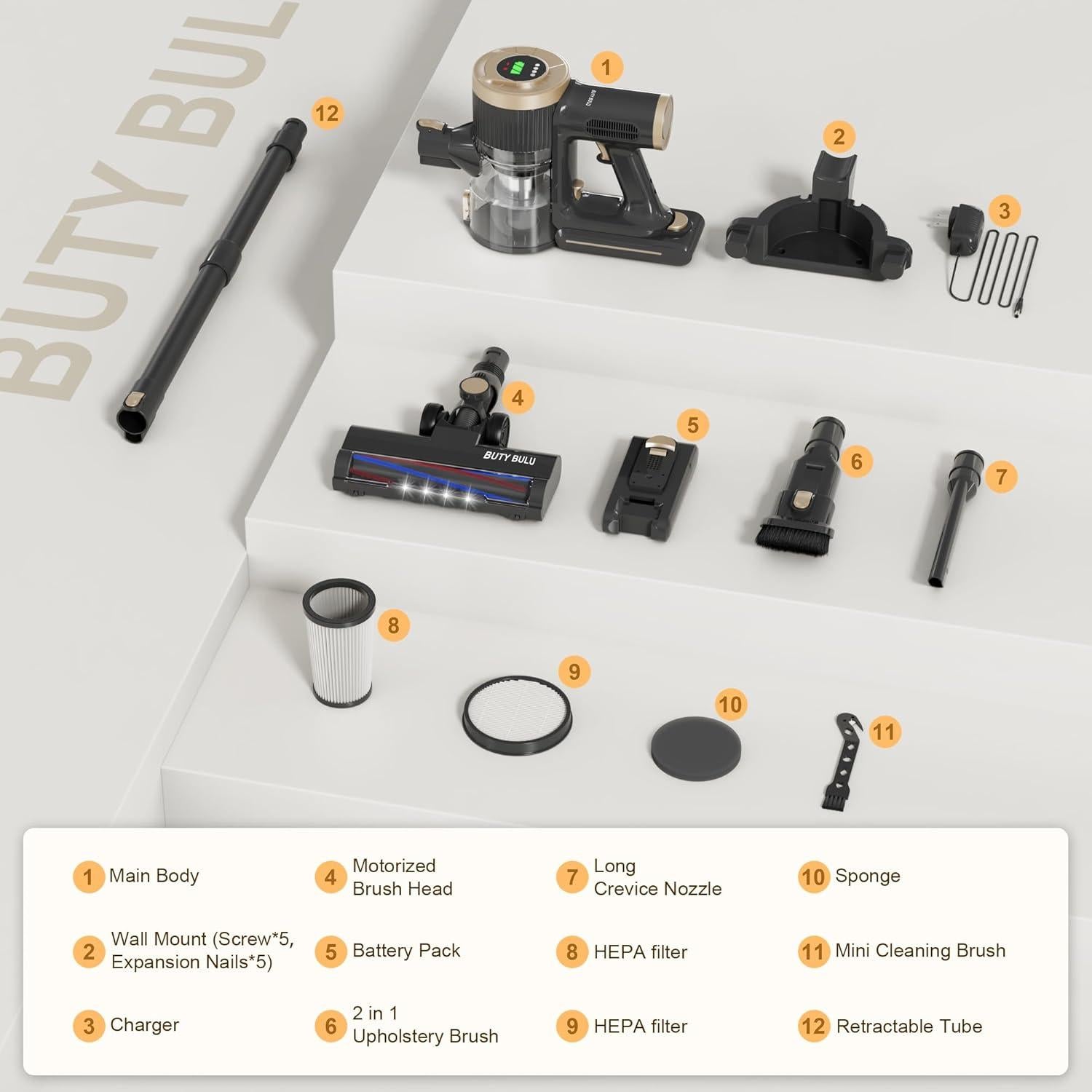 Aspiradora de Mano Inalámbrica BUTY BULU LK-W15-BK 150W 40min