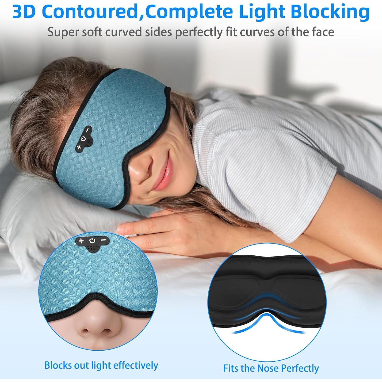 Máscara de Sueño 3D Bluetooth BULYPAZY Ajustable Azul