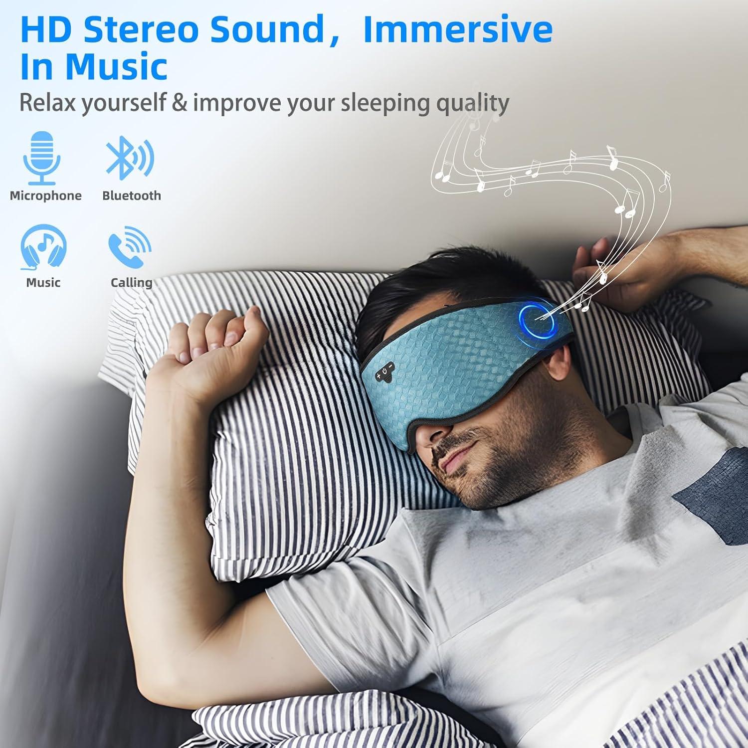 Máscara de Sueño 3D Bluetooth BULYPAZY Ajustable Azul