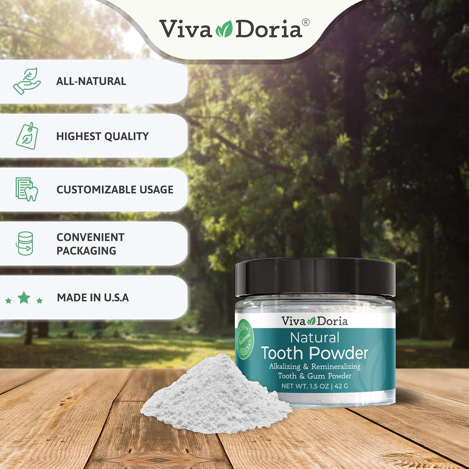 Polvo Dental Natural Viva Doria 42.52 g | Blanqueador y Remineralizante