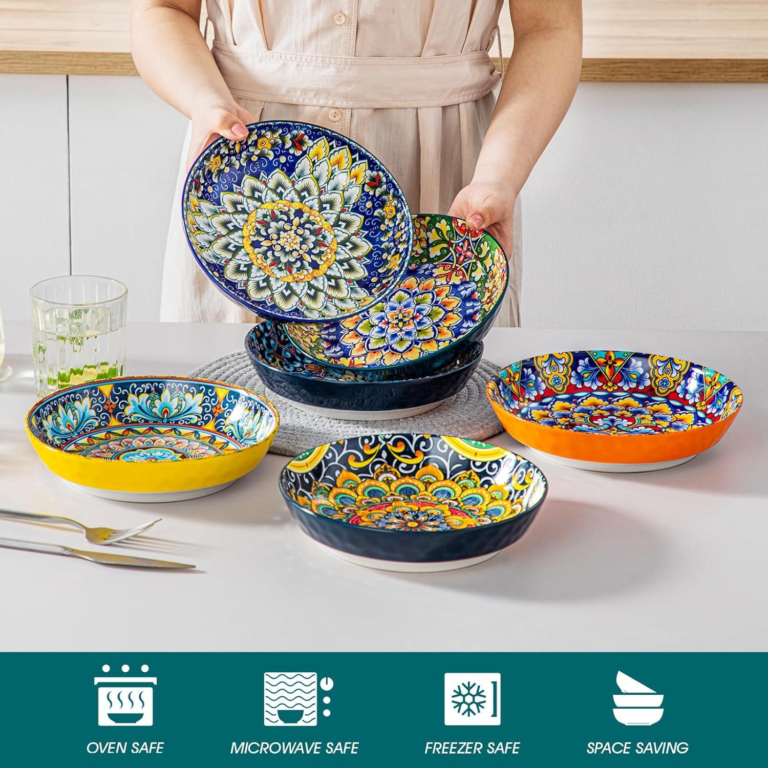 Juego de 6 Cuencos de Cerámica Vancasso 32 oz Estilo Bohemio