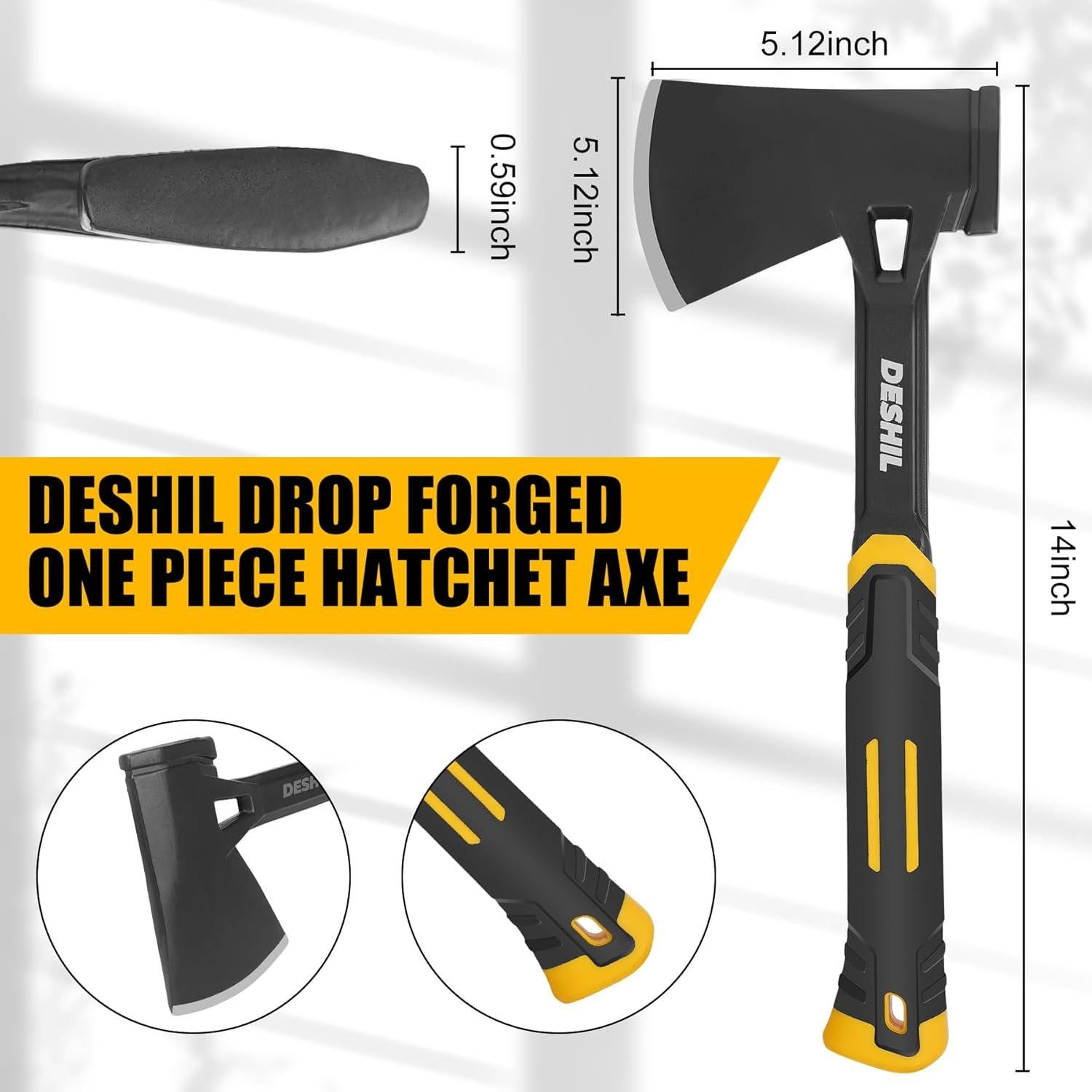 Hacha de Camping DESHIL 35.56 cm Acero Carbono Mango Fibra