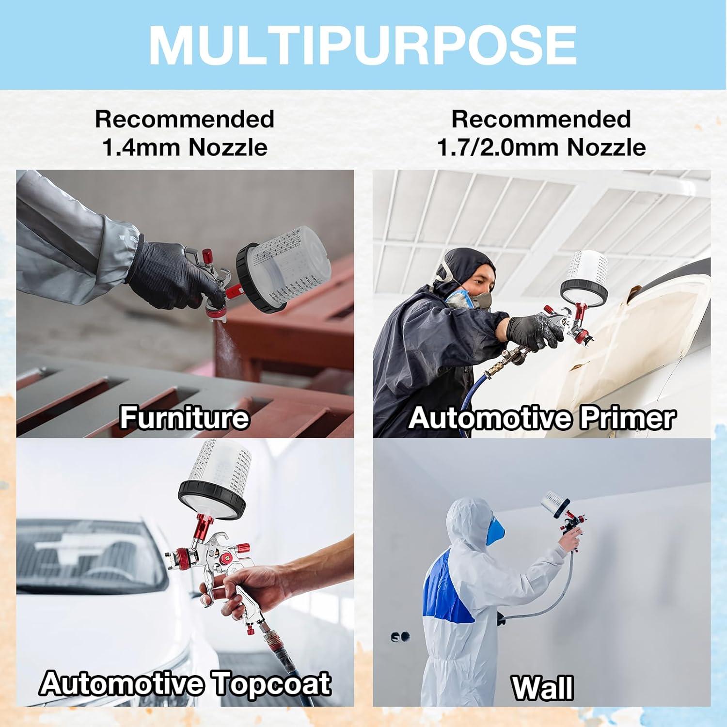 Pistola de Pulverización YUZES HVLP 3 Boquillas 600cc