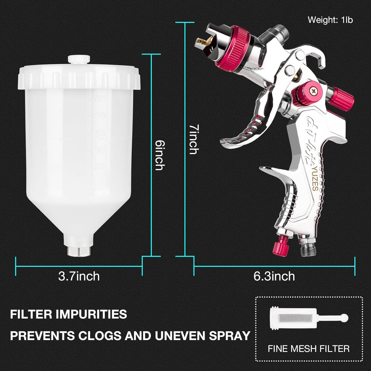 Pistola de Pulverización YUZES HVLP 3 Boquillas 600cc