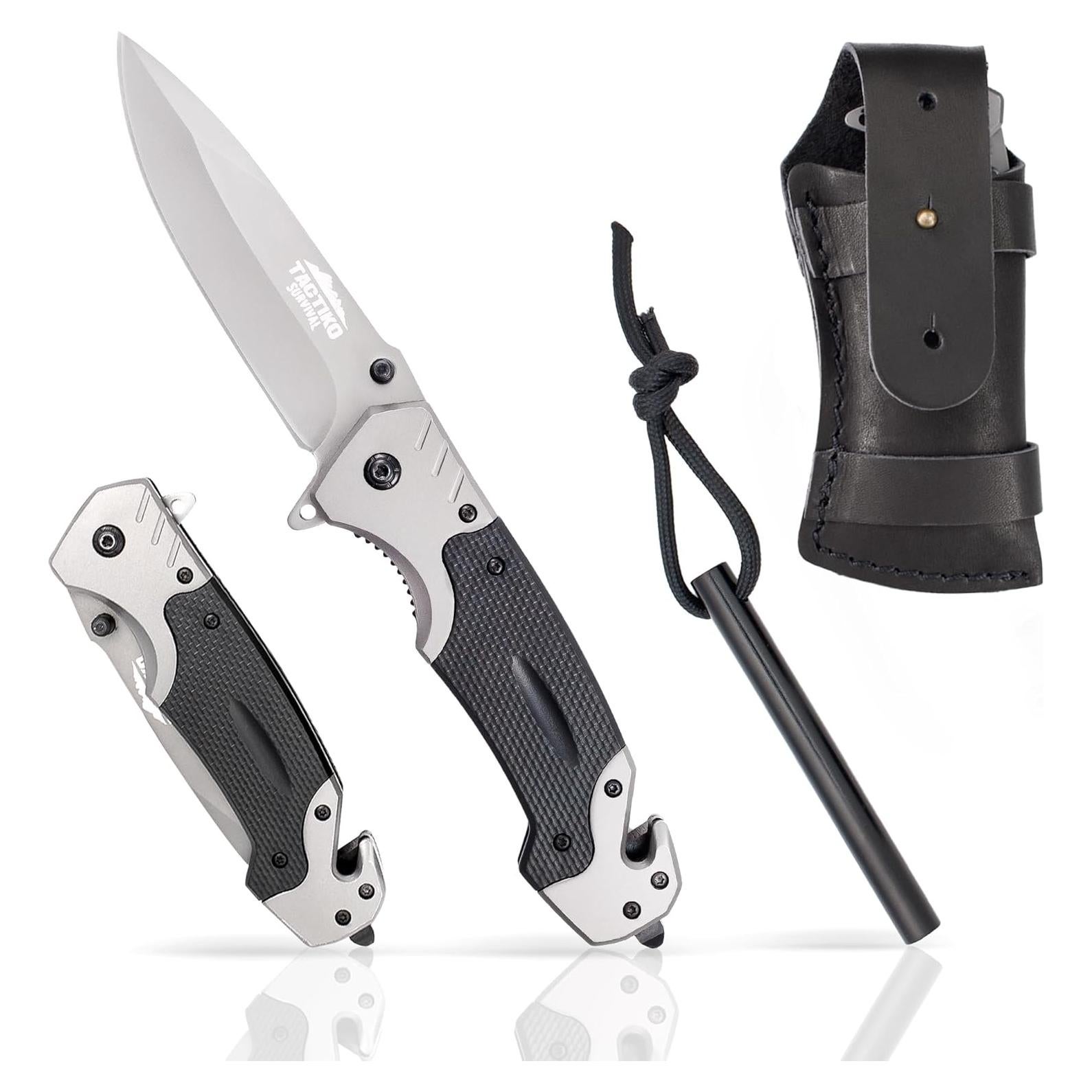 Cuchillo Plegable Tactiko con Funda y Iniciador de Fuego