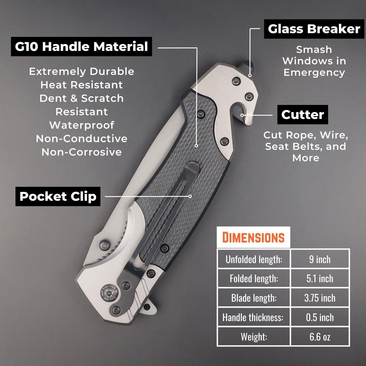Cuchillo Plegable Tactiko con Funda y Iniciador de Fuego