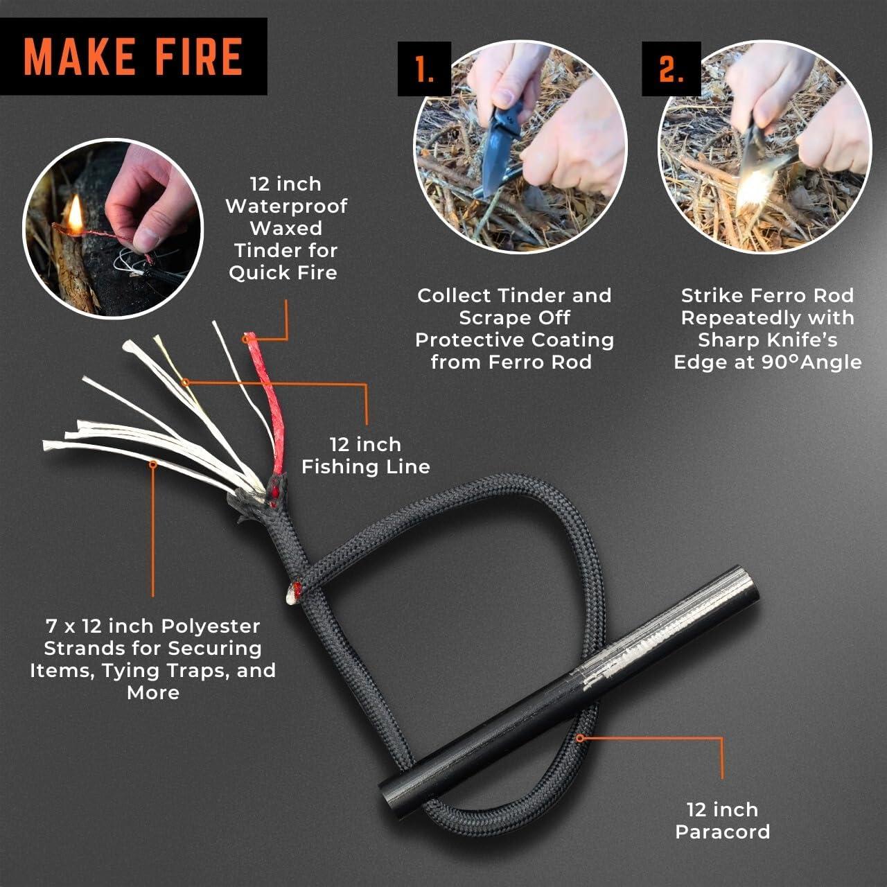 Cuchillo Plegable Tactiko con Funda y Iniciador de Fuego