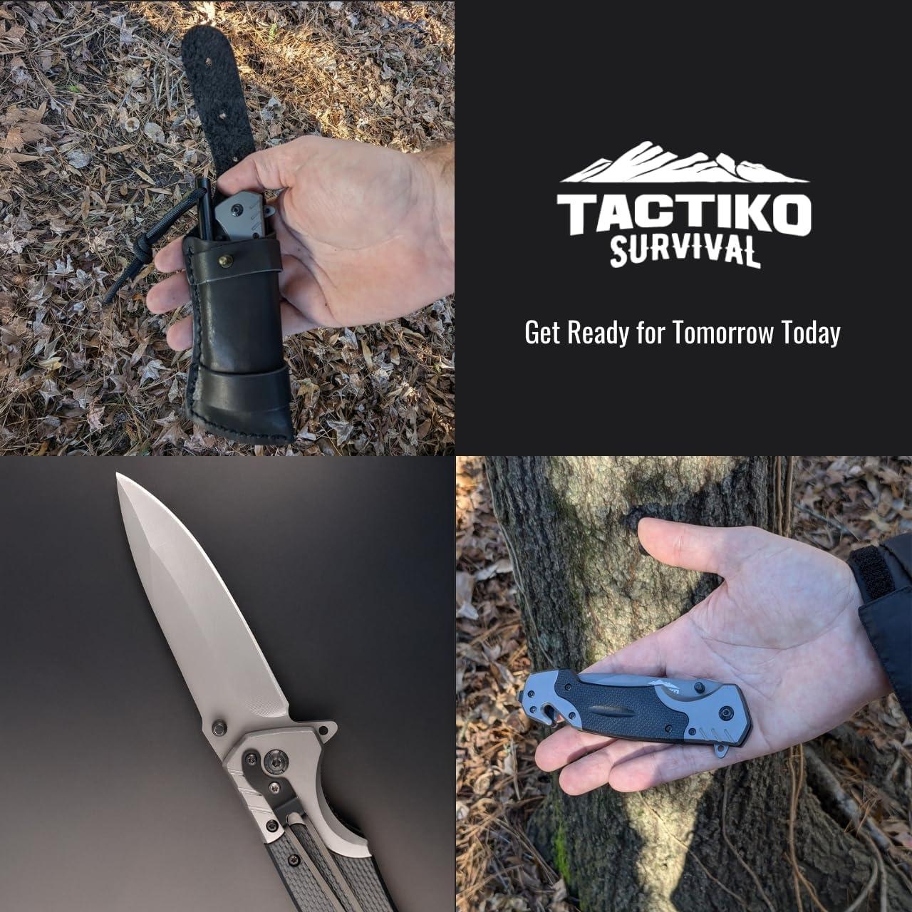 Cuchillo Plegable Tactiko con Funda y Iniciador de Fuego