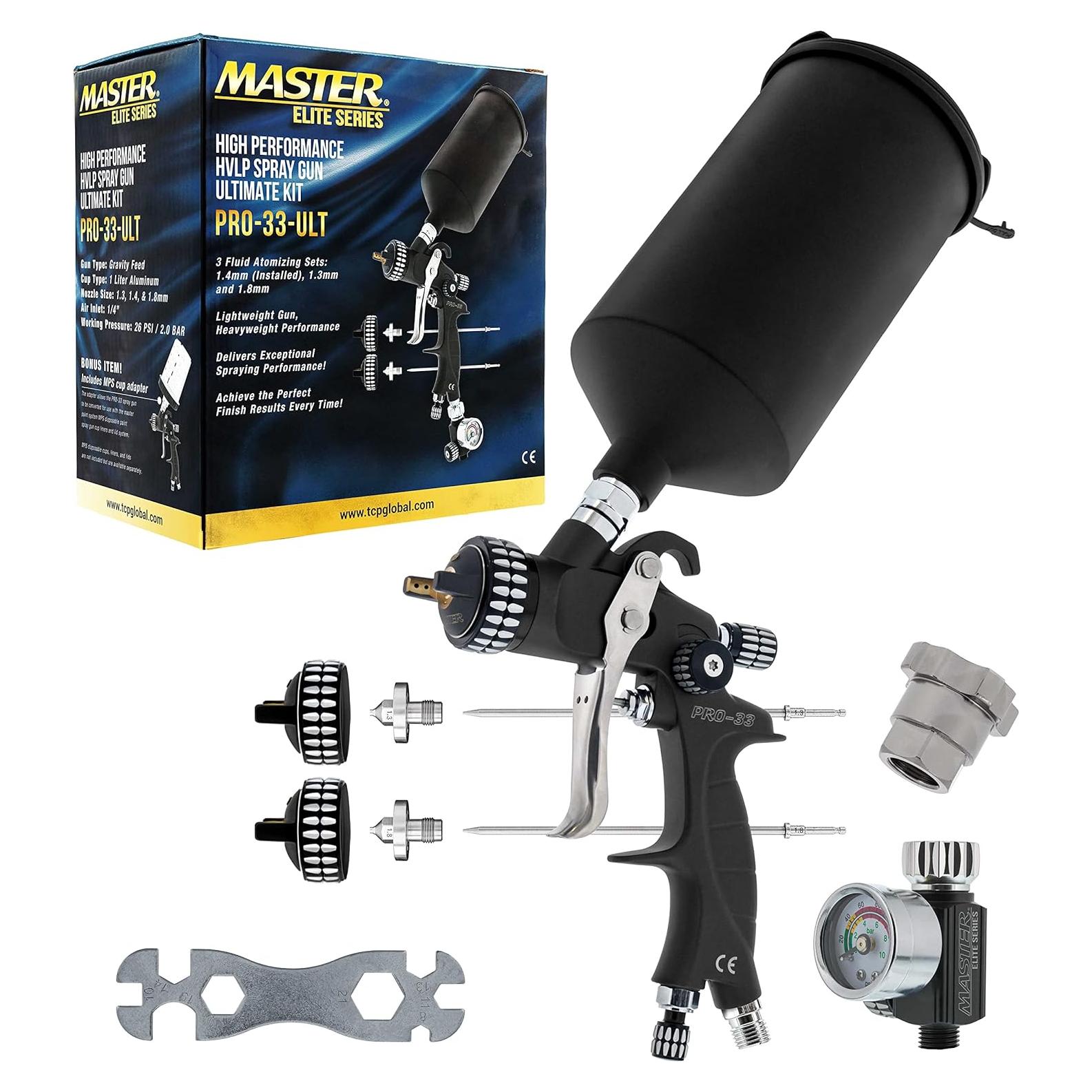 Pistola de Pulverización HVLP Master Elite PRO-33 1L 3 Puntas