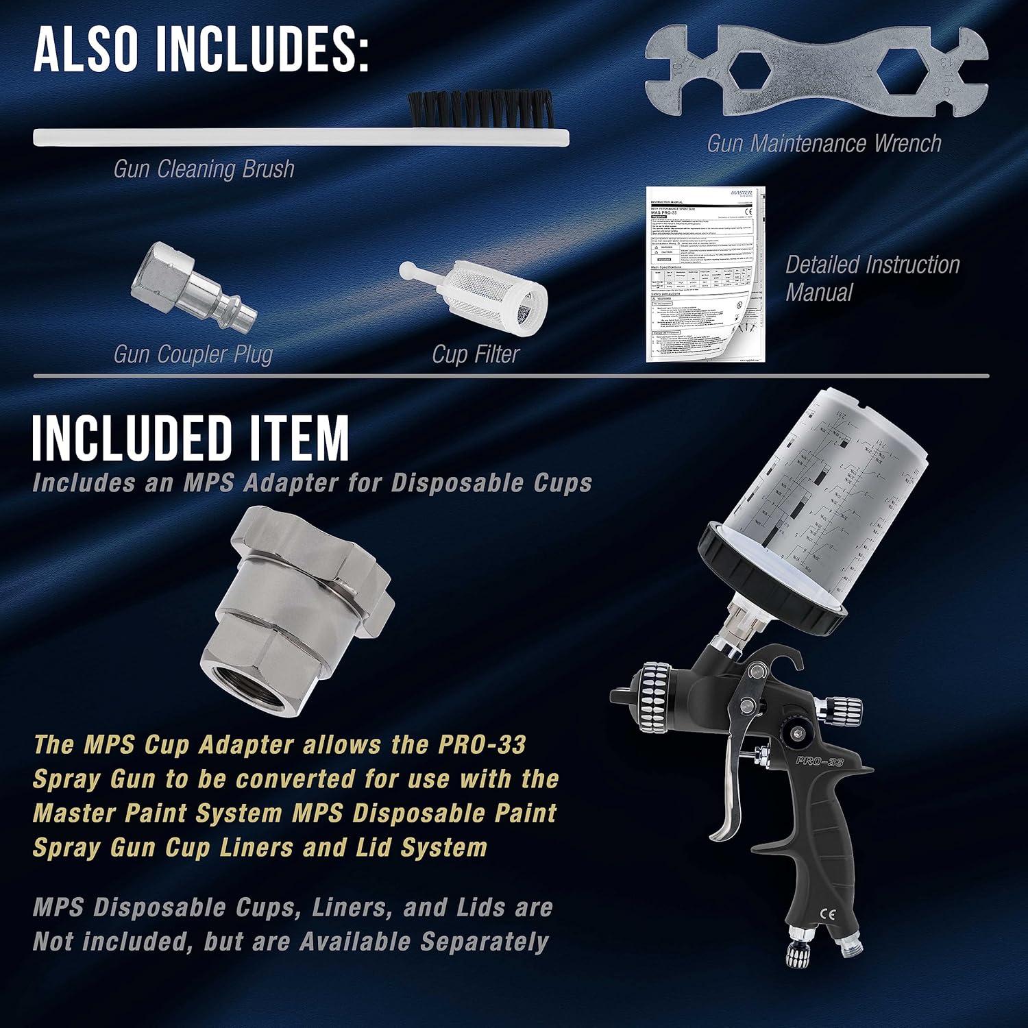 Pistola de Pulverización HVLP Master Elite PRO-33 1L 3 Puntas