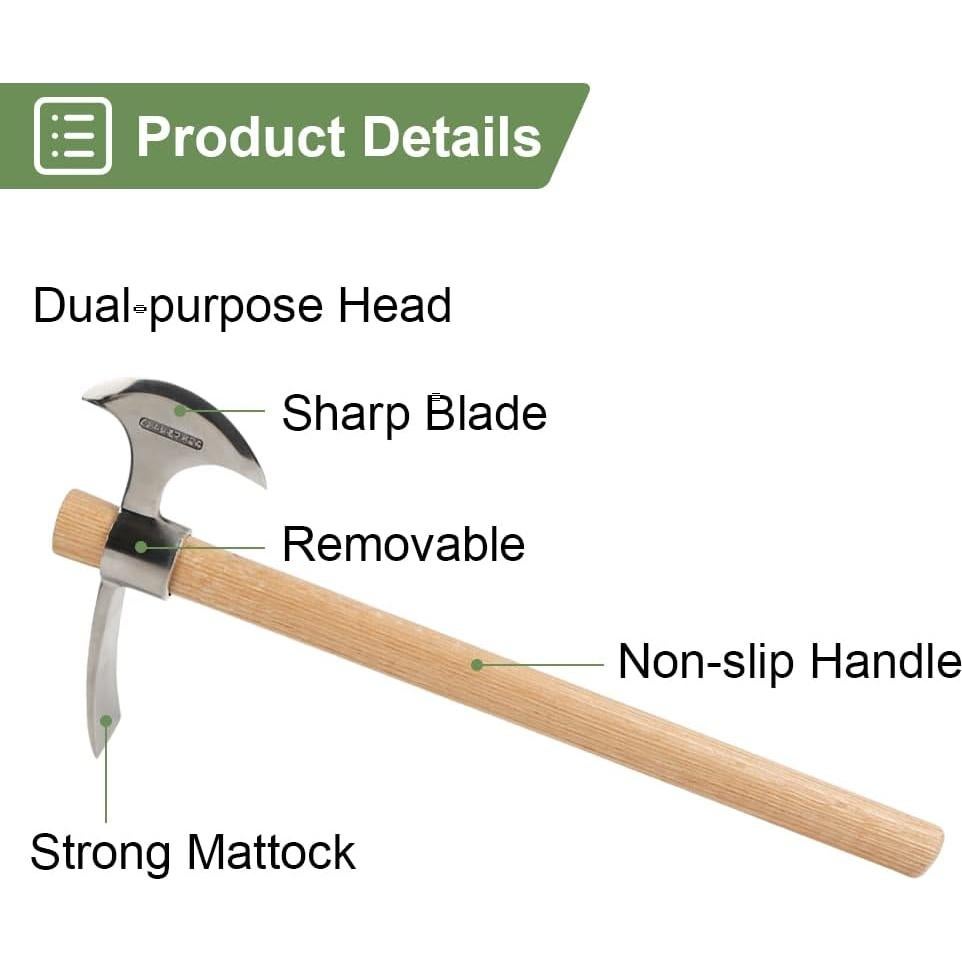 Pico de Jardín 2 en 1 AKBFOX Azada y Hacha Acero Inoxidable