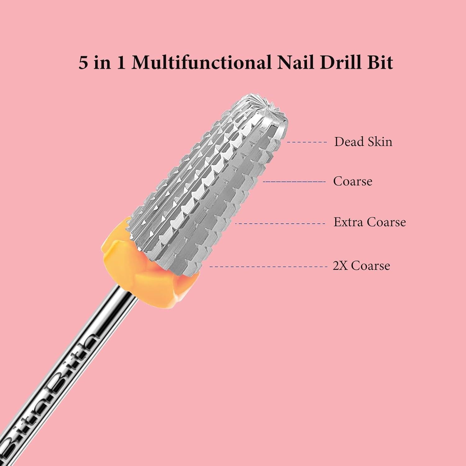 Brocas de Taladro para Uñas 5 en 1 BitnBith 3/32" Carburo