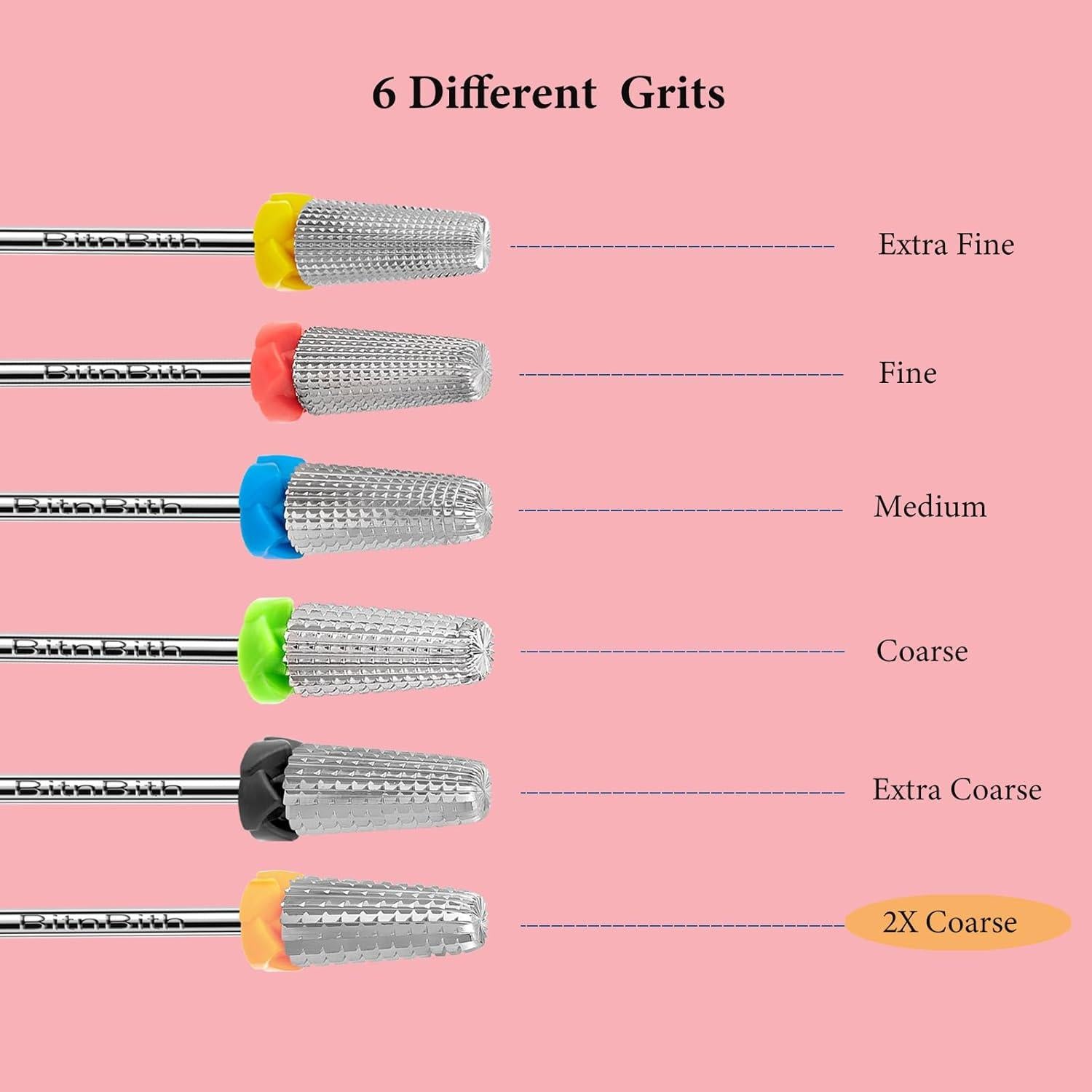 Brocas de Taladro para Uñas 5 en 1 BitnBith 3/32" Carburo