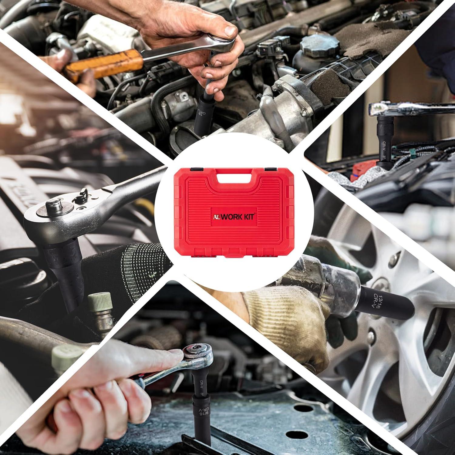 Juego de Enchufes de Impacto TOHOME 29 Piezas 1/2" Acero Cr-V-M