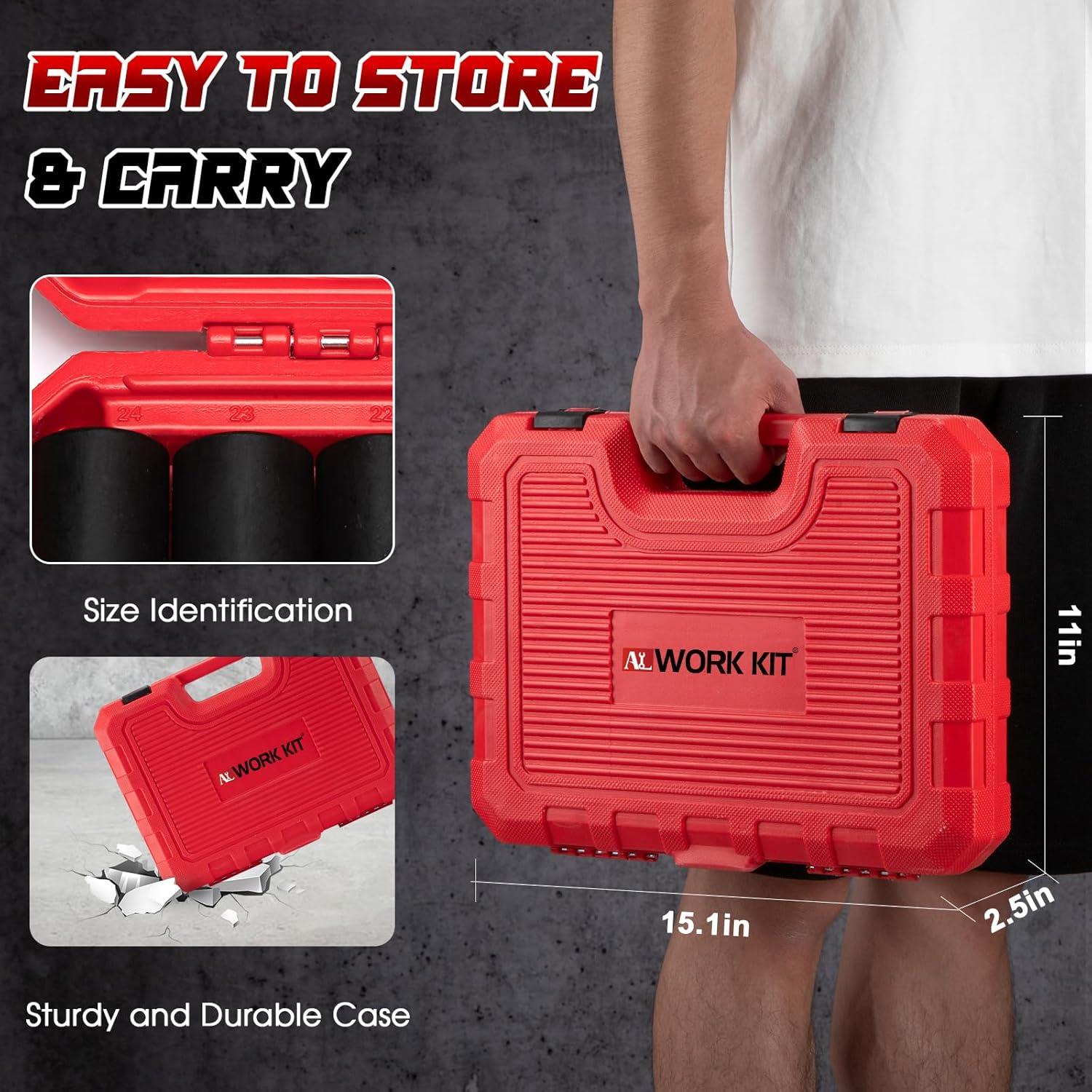 Juego de Enchufes de Impacto TOHOME 29 Piezas 1/2" Acero Cr-V-M