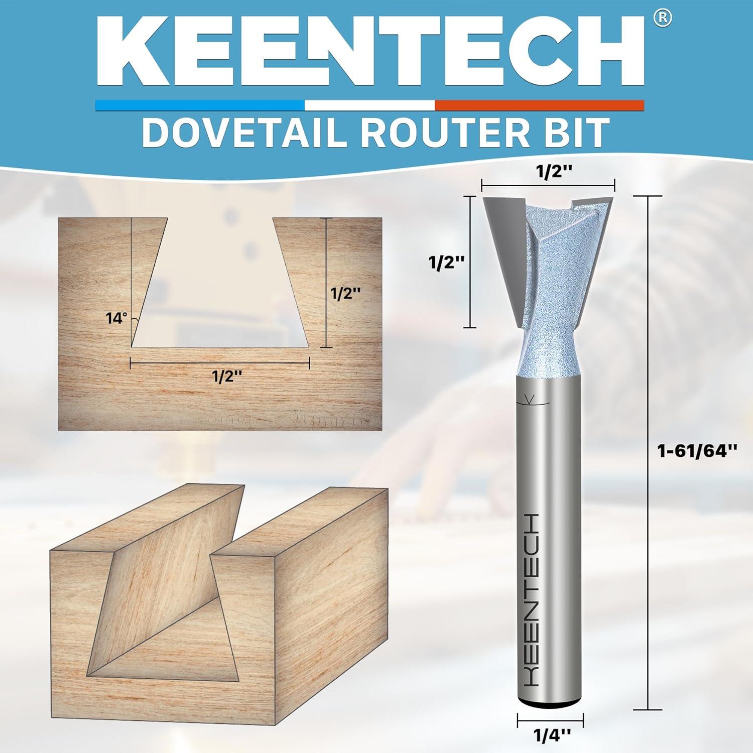 Broca de Router KEENTECH Cola de Milano 14 Grados 6.35 mm