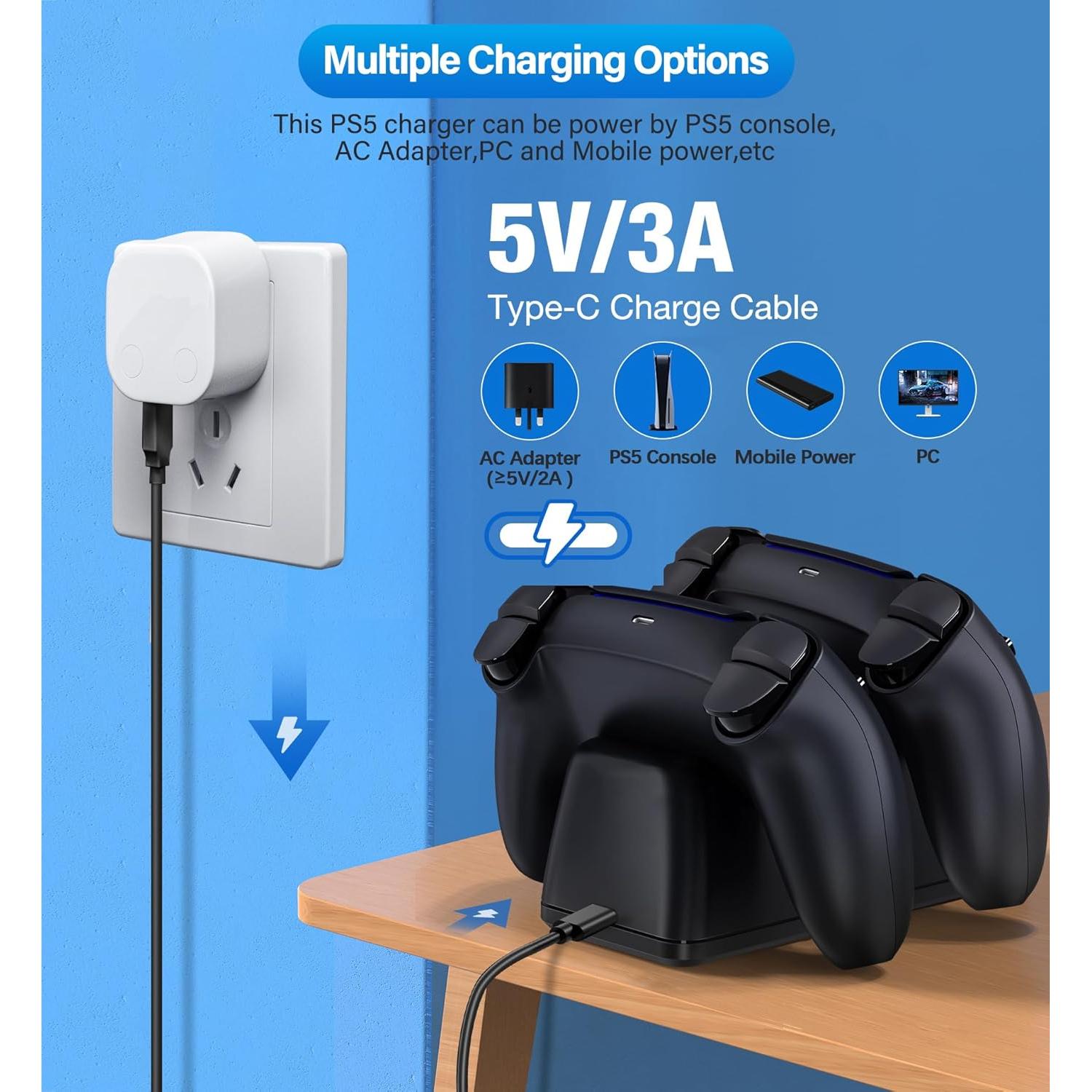 Estación de Carga Doble HELLISTRKE para Controladores PS5