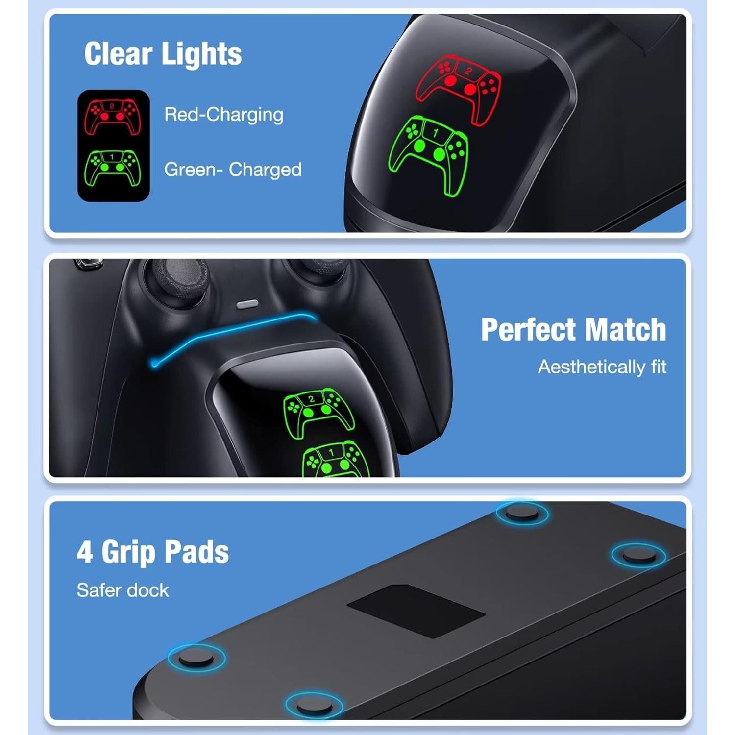 Estación de Carga Doble HELLISTRKE para Controladores PS5