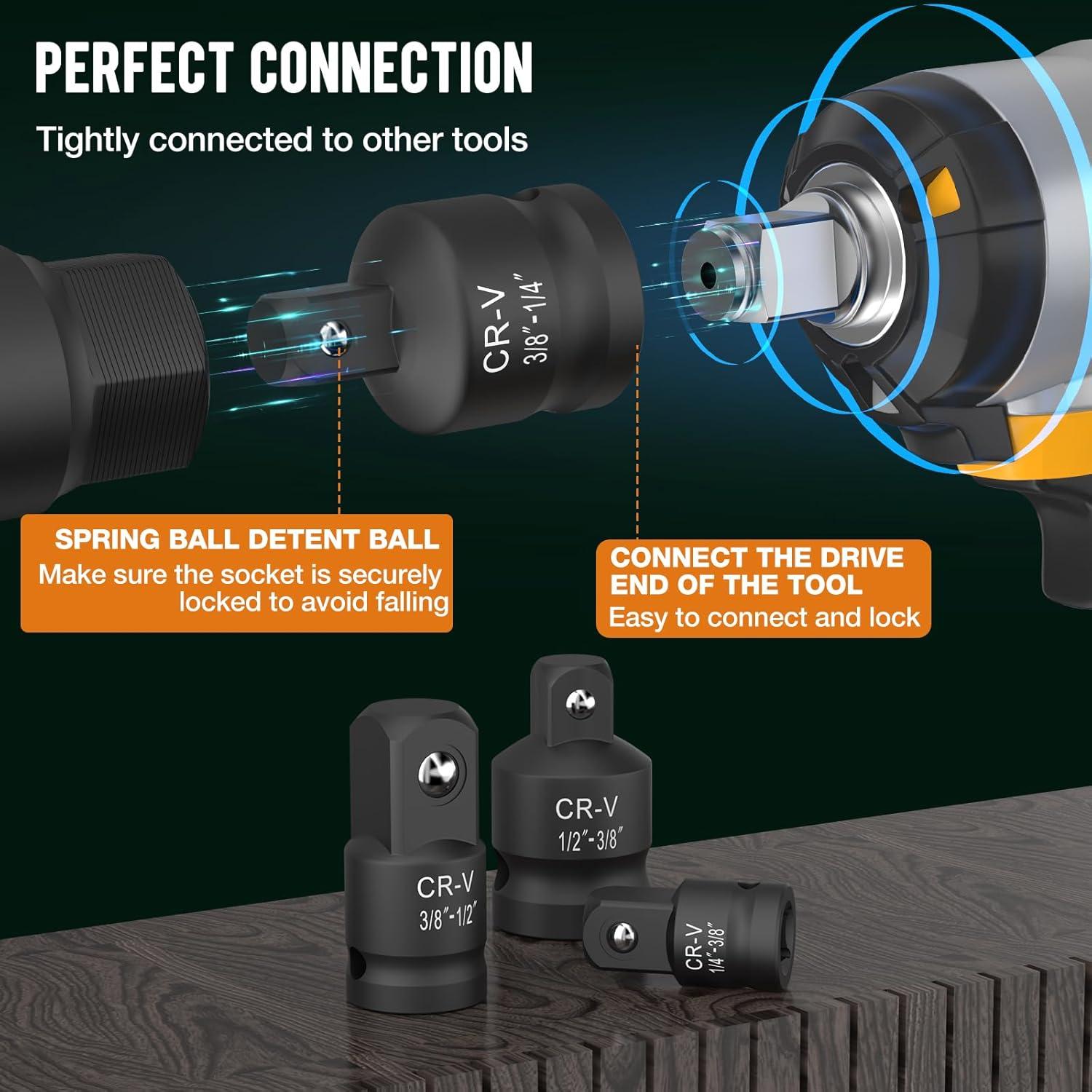 Juego de Adaptadores de Enchufe de Impacto WYBENZ 1" a 1/2"