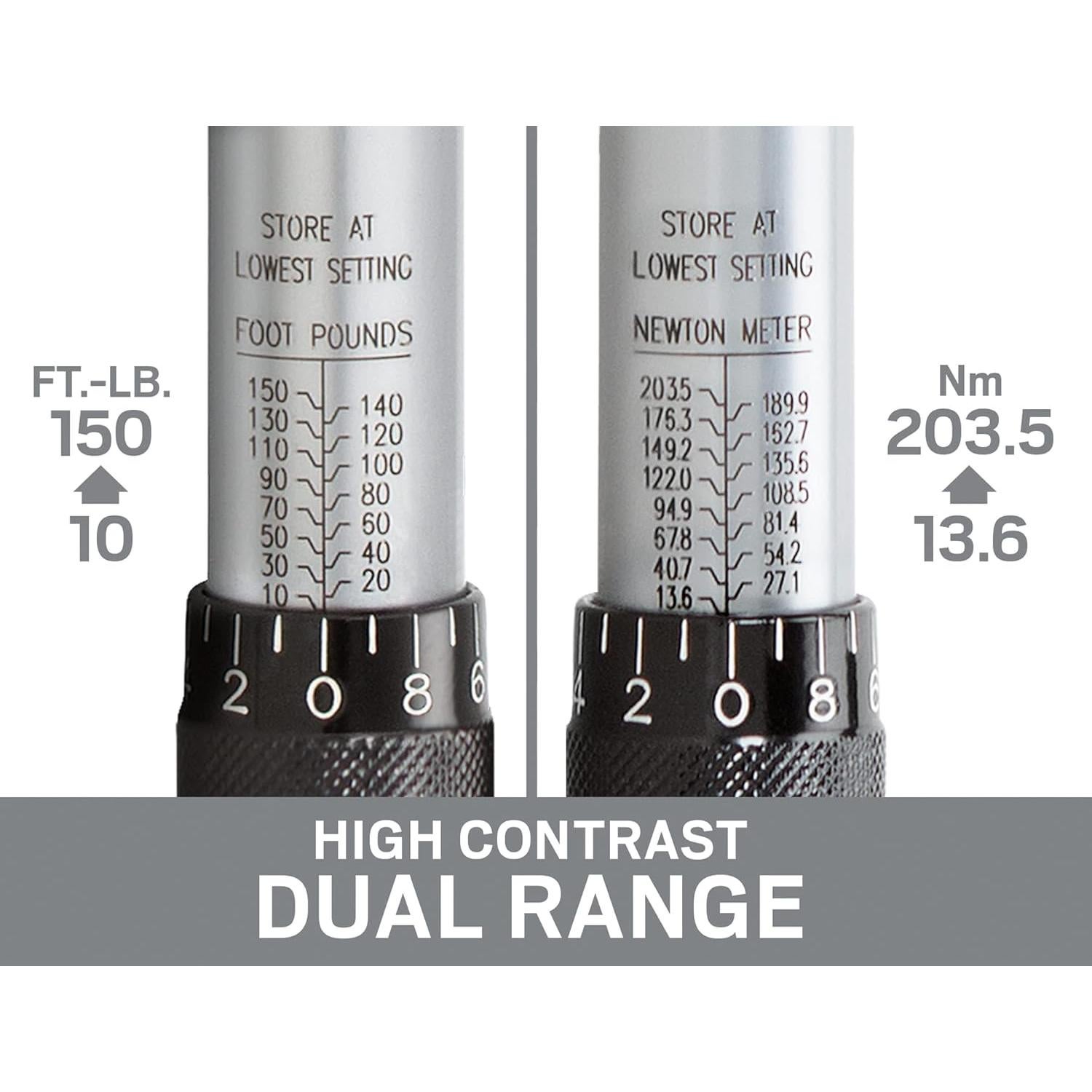 Llave de Torque Micrométrica TEKTON 1/2" (10-150 lb-pie)