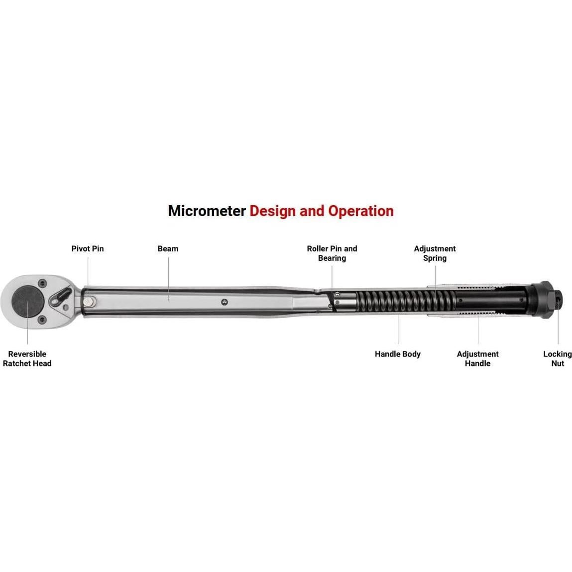 Llave de Torque Micrométrica TEKTON 1/2" (10-150 lb-pie)