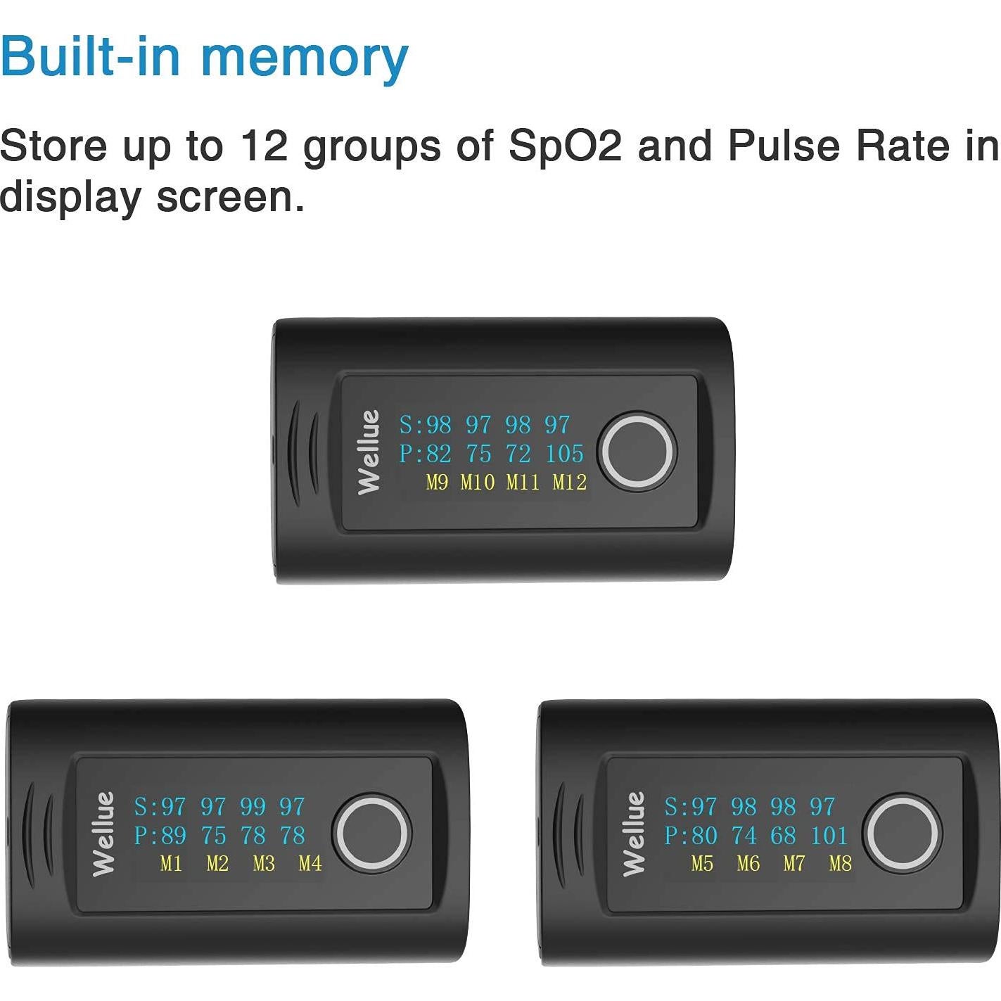 Oxímetro de Pulso Wellue Oxi 16, Monitor de Oxígeno y Pulso