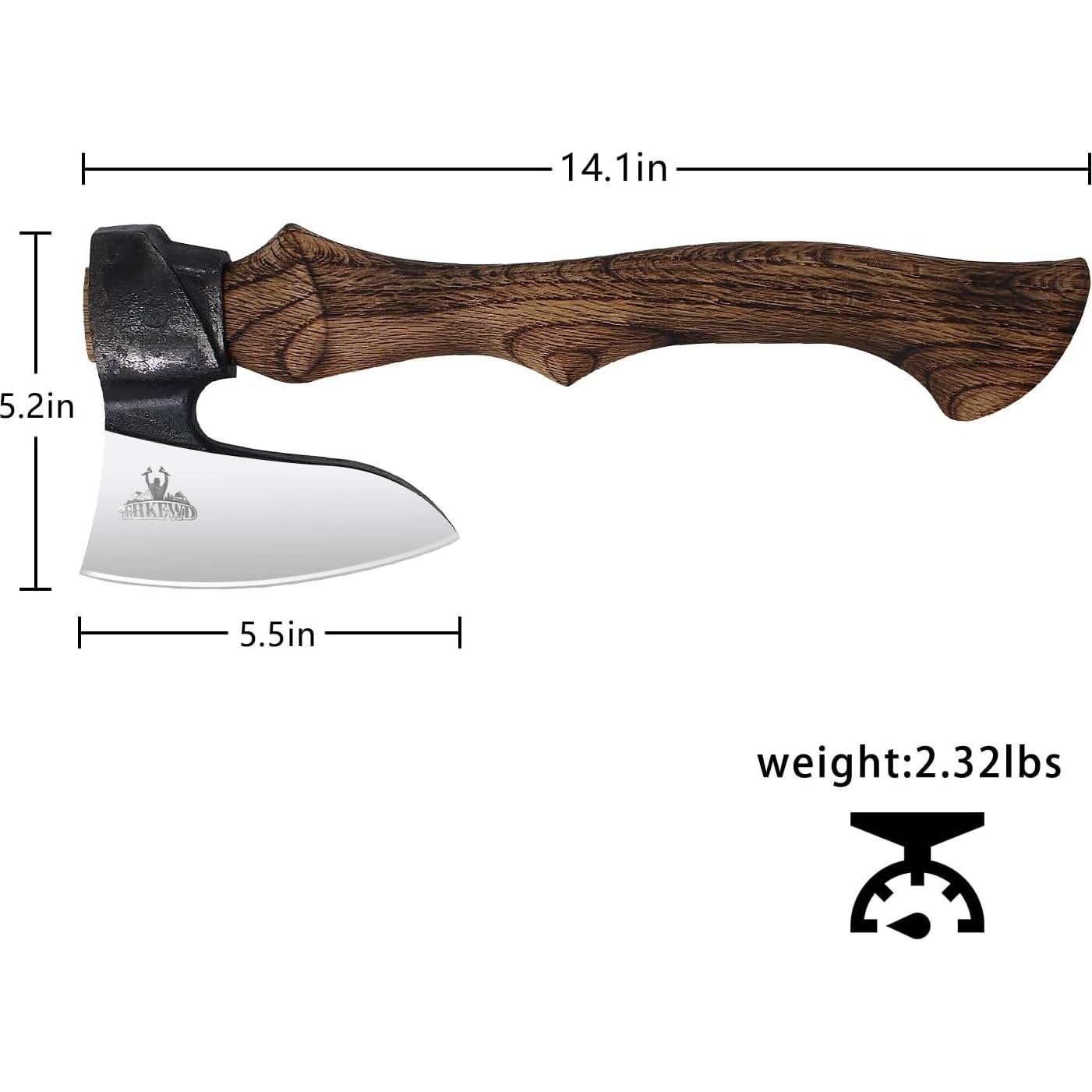Hacha de Camping THKFWD 35.56 cm con Funda de Cuero