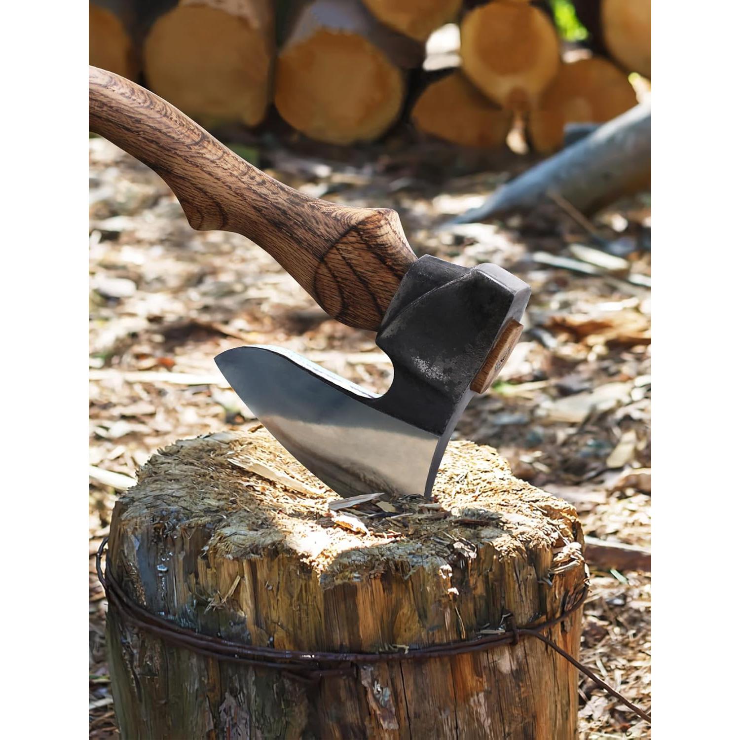 Hacha de Camping THKFWD 35.56 cm con Funda de Cuero