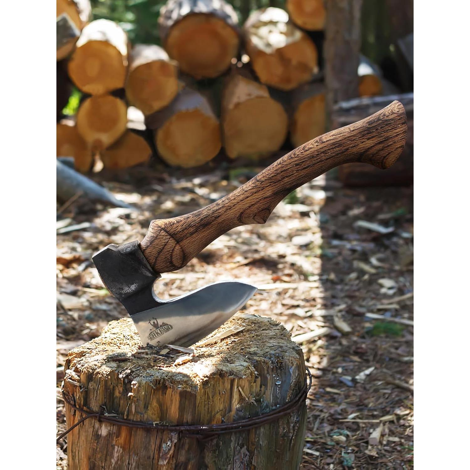 Hacha de Camping THKFWD 35.56 cm con Funda de Cuero