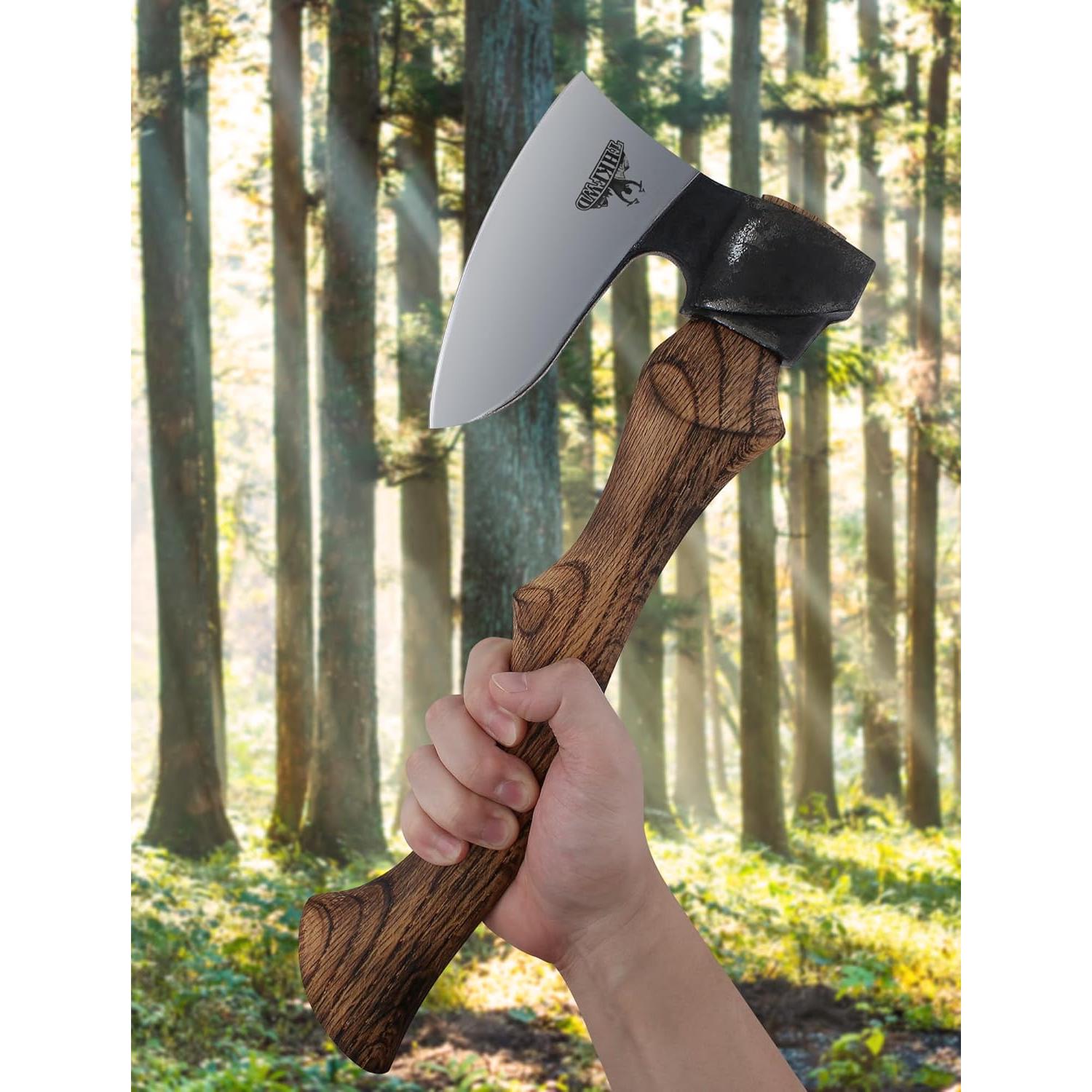 Hacha de Camping THKFWD 35.56 cm con Funda de Cuero