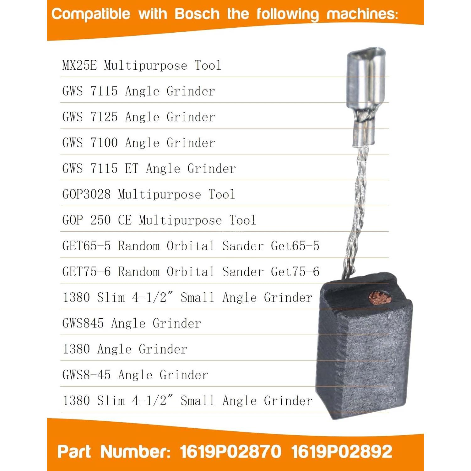 4 Cepillos de Carbono para Bosch GWS 7-115 y 1380