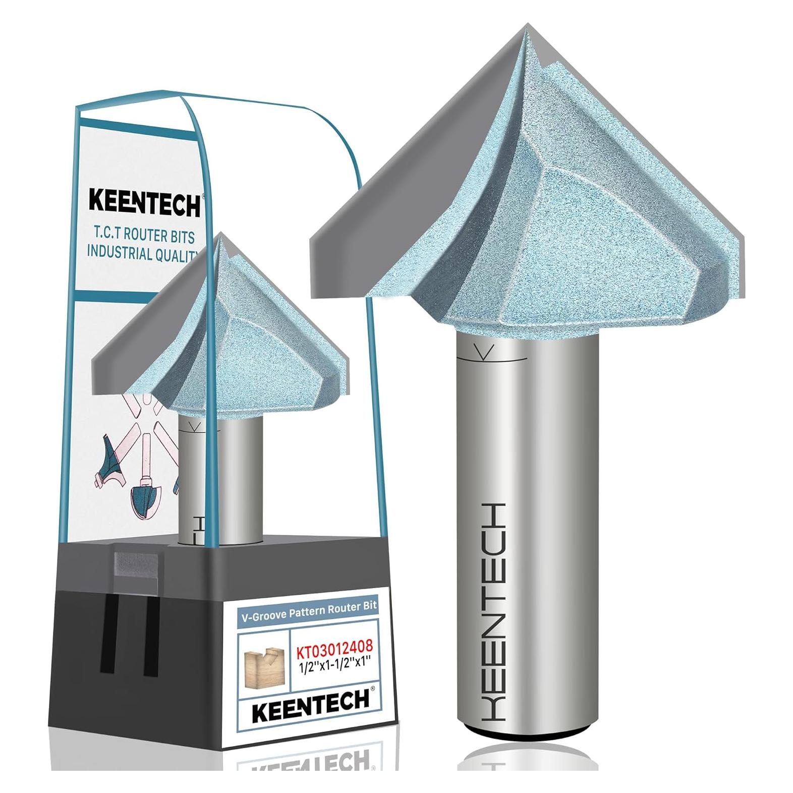 Broca de Router en V KEENTECH 90° 12.7mm Eje 38.1mm Diámetro 25.4mm Profundidad