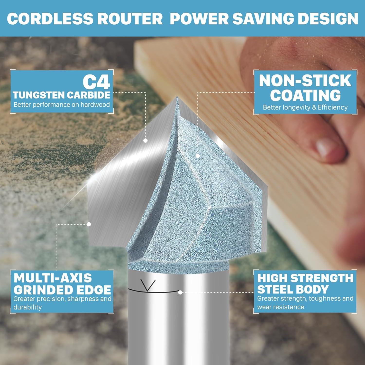 Broca de Router en V KEENTECH 90° 12.7mm Eje 38.1mm Diámetro 25.4mm Profundidad