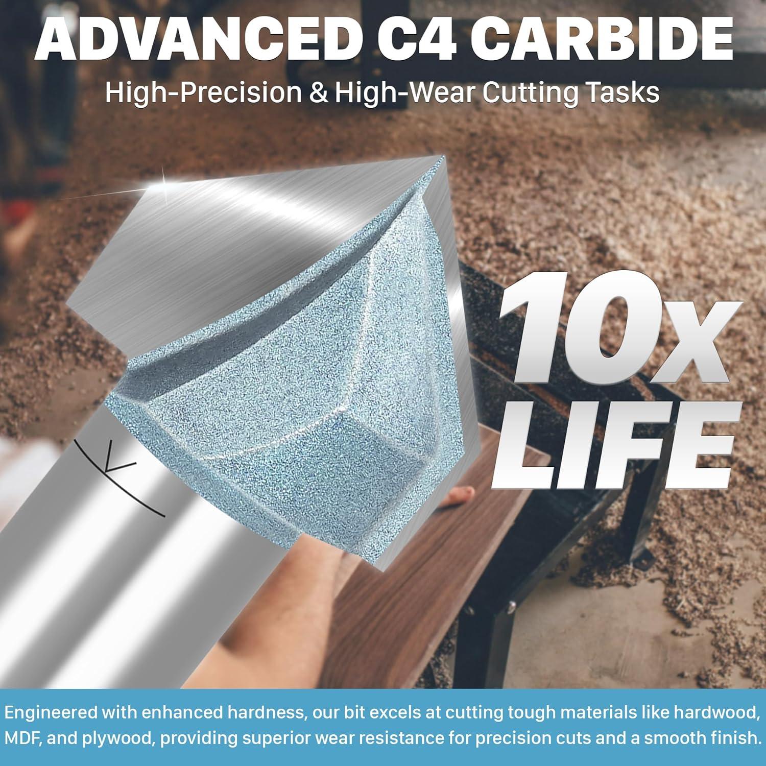 Broca de Router en V KEENTECH 90° 12.7mm Eje 38.1mm Diámetro 25.4mm Profundidad