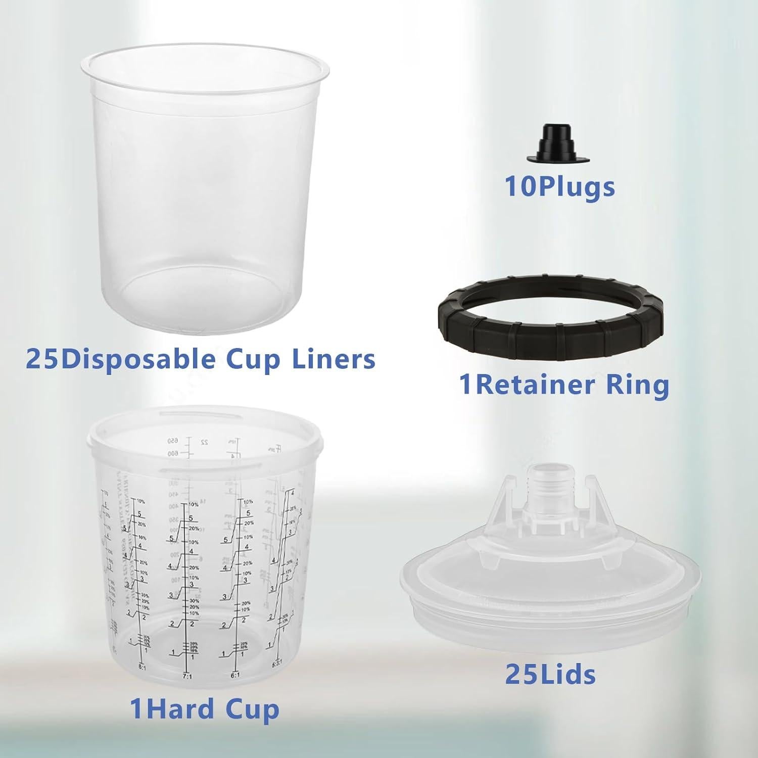 Kit de 25 Tazas de Pintura YAYODS 650 ml con Forros