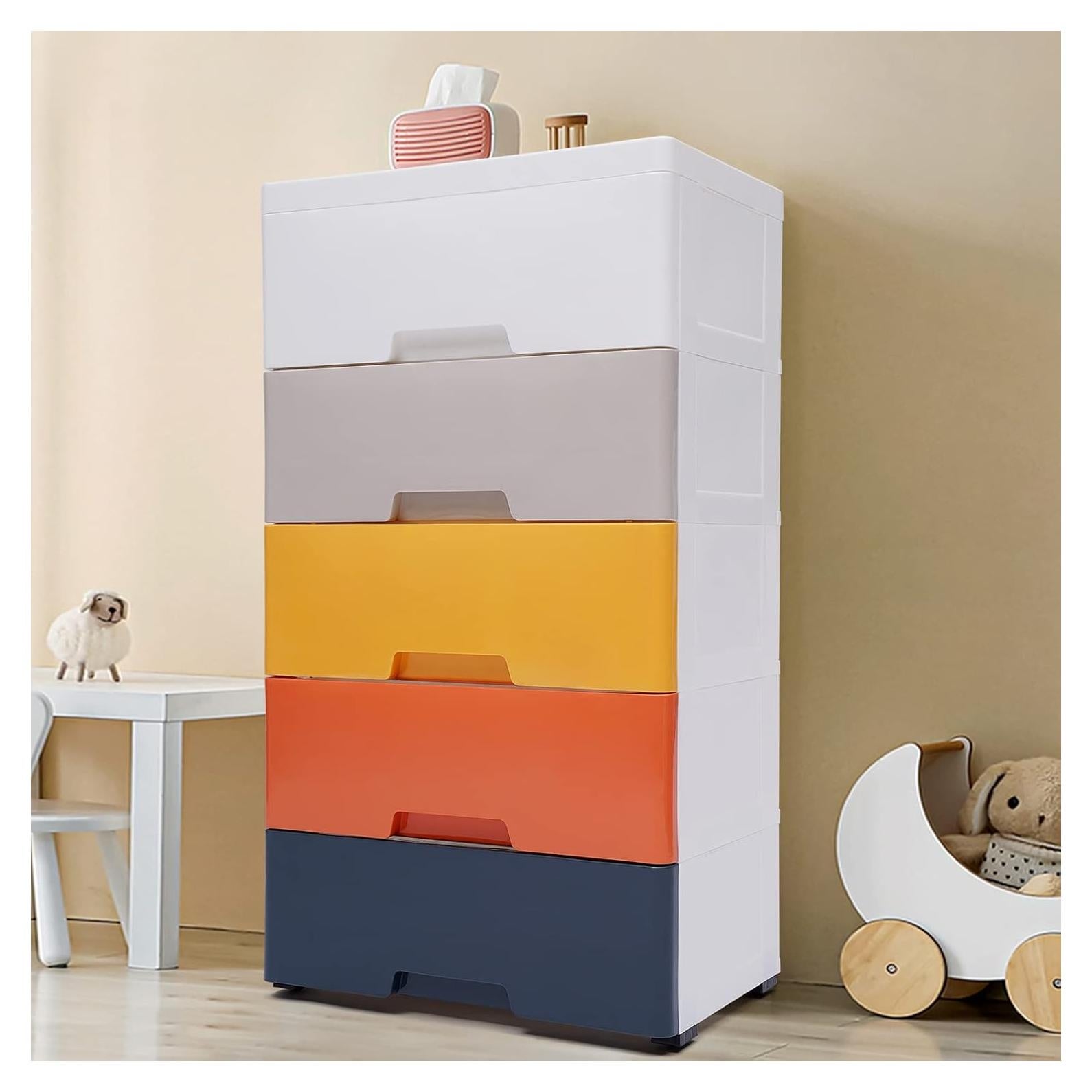 Cajonera de Plástico GMSLuu 5 Cajones Rosa 45.72x30.48x83.82 cm