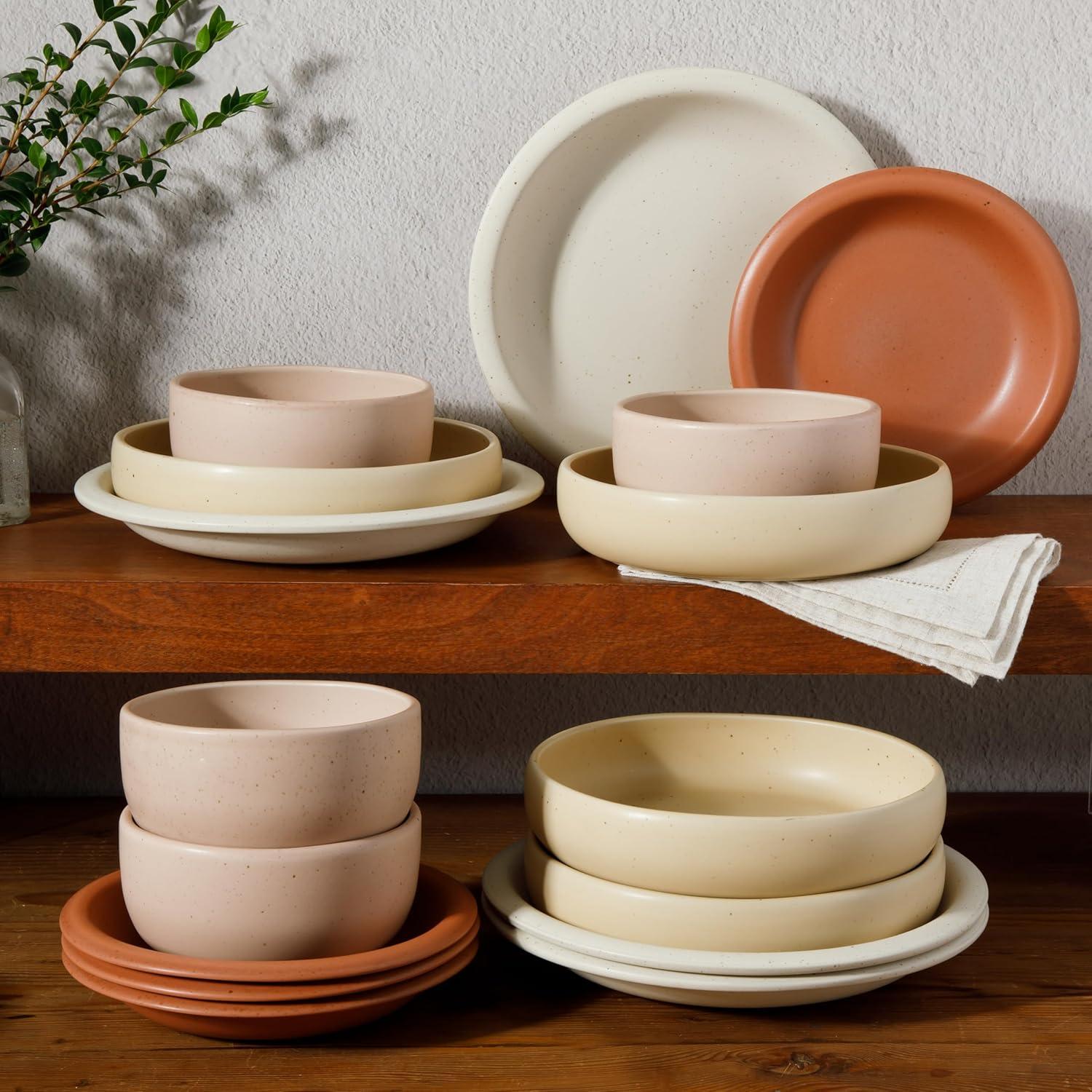 Juego de Platos y Cuencos Cerámica Bloomhouse Corsica Clay 16 Piezas