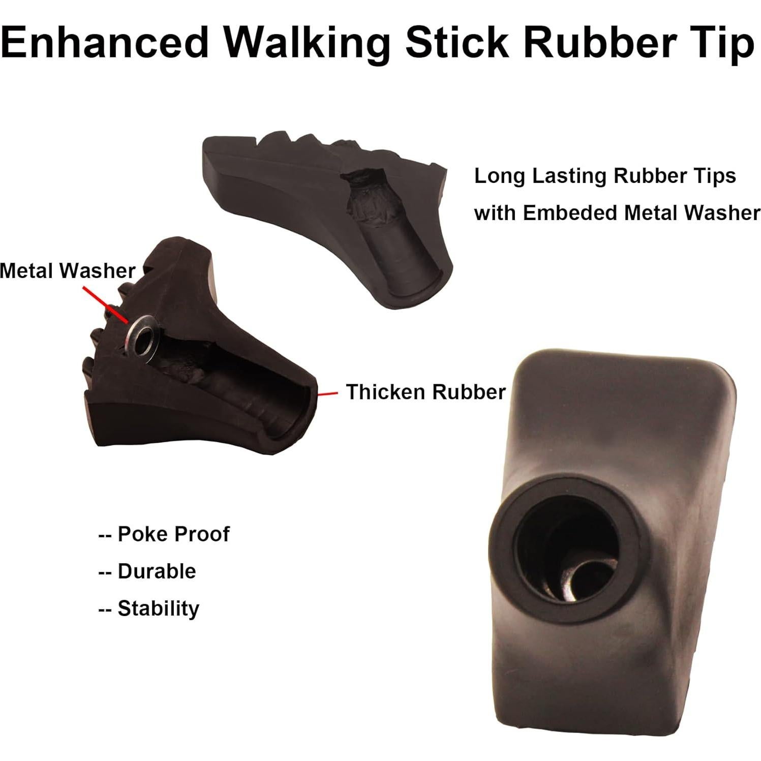 Juego de Puntas de Goma HAPLUSTAR para Bastones 6 Pcs