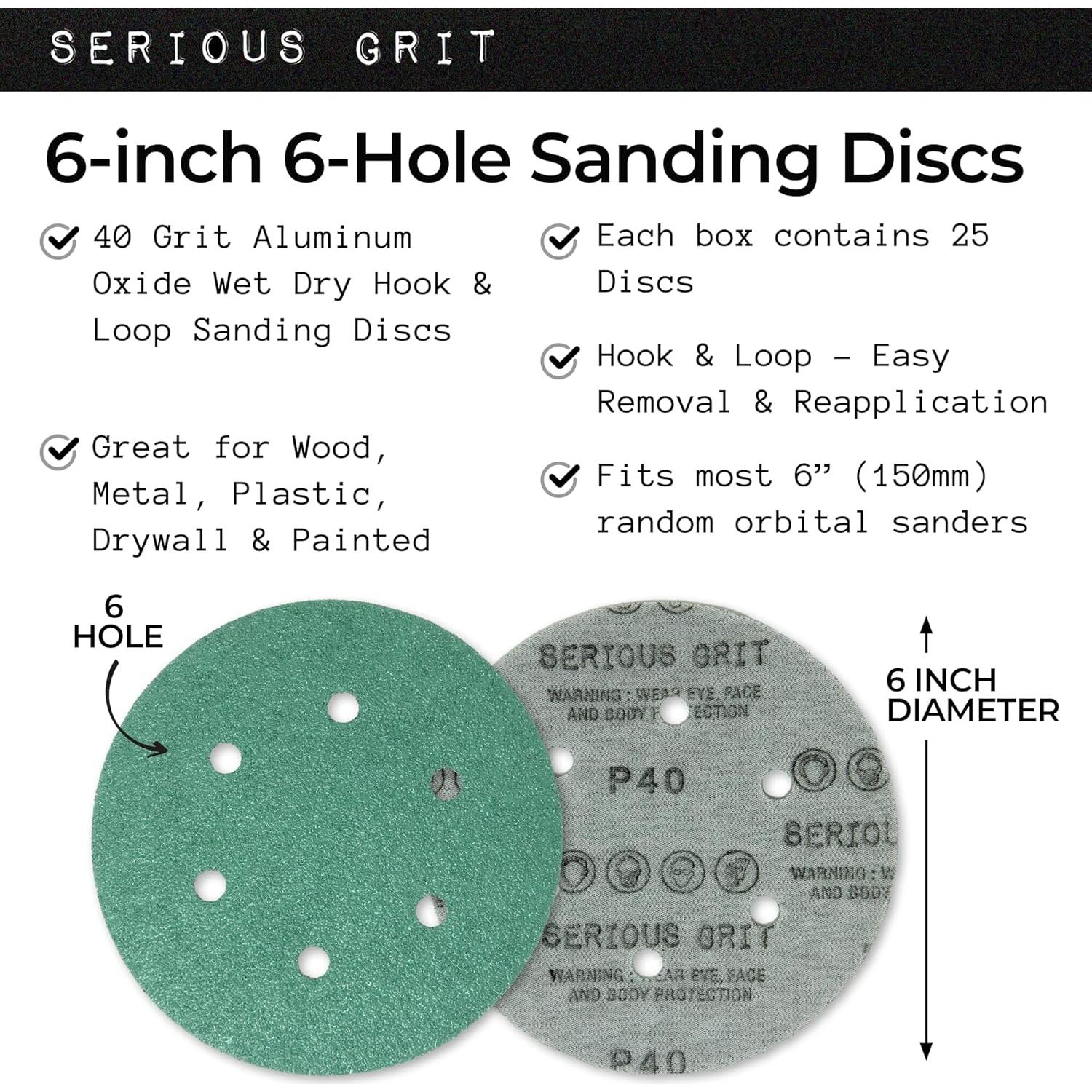 Discos de Lijado 15 cm 40 Granos Serious Grit - Caja 25 Unidades