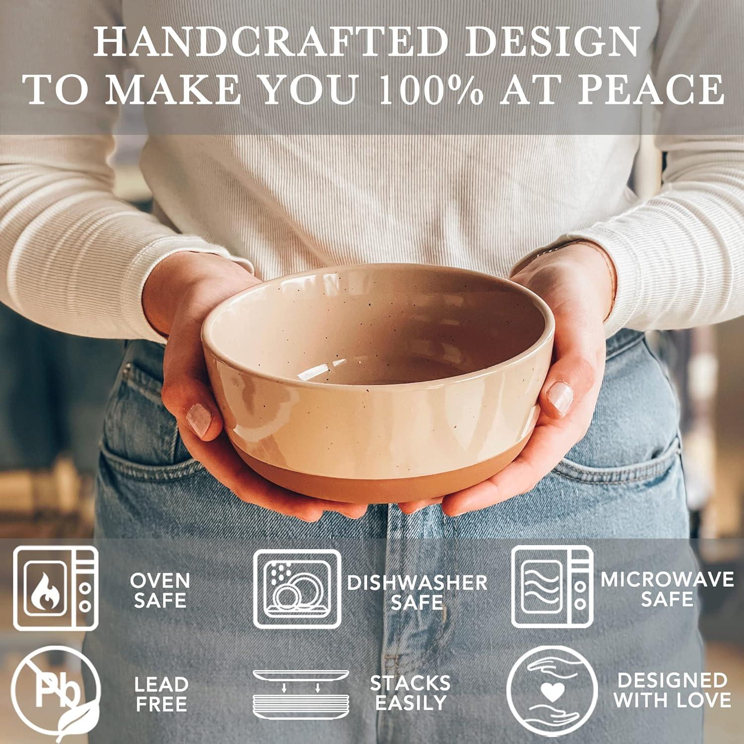 Juego de 4 Cuencos de Cerámica Mora 739ml Apto Microondas