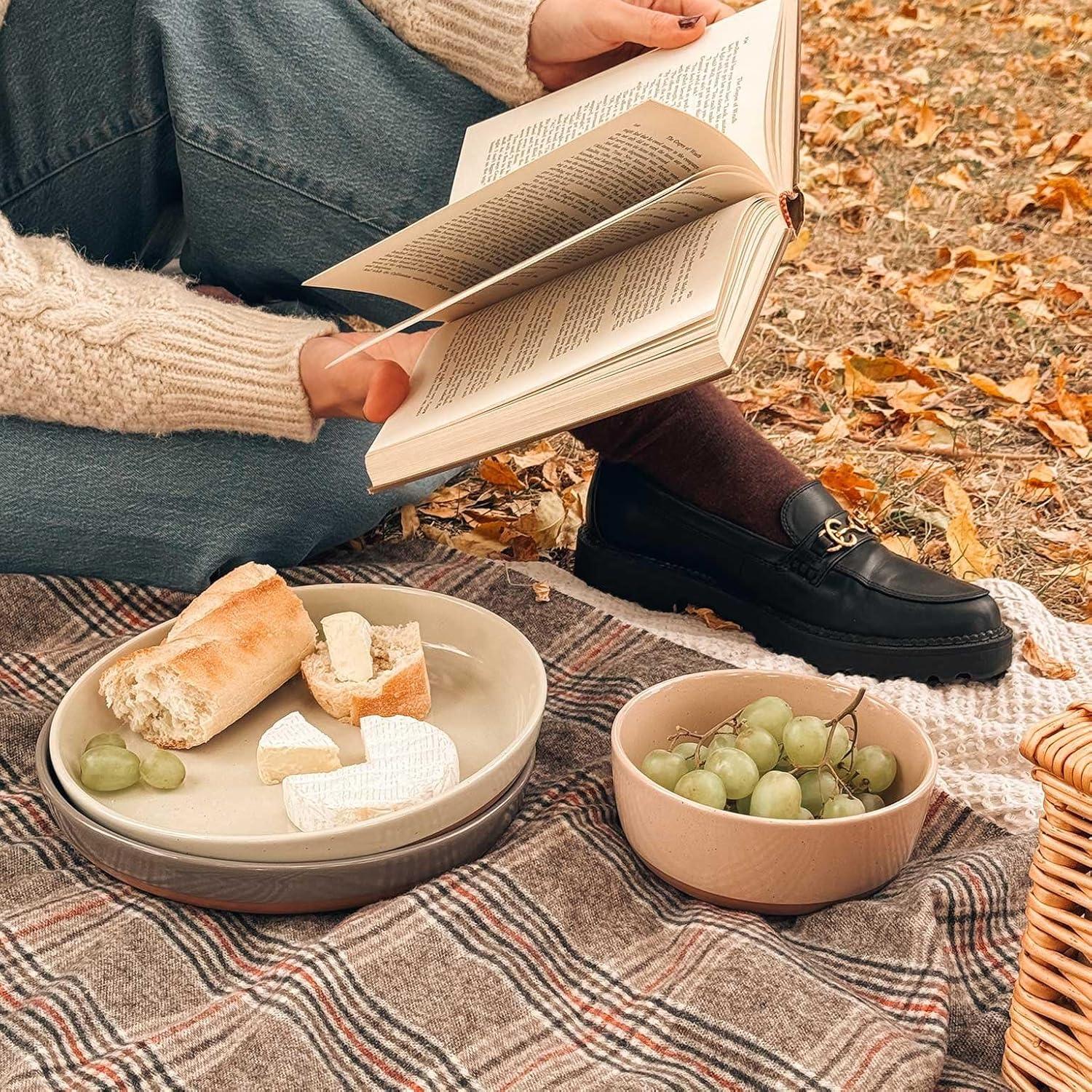 Juego de 4 Cuencos de Cerámica Mora 739ml Apto Microondas