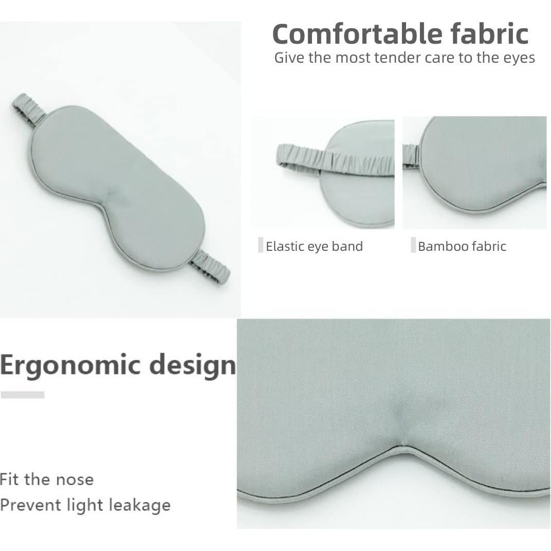 Máscara de Sueño HBHLFZ 2 Pack - Fibra de Viscosa de Bambú Gris