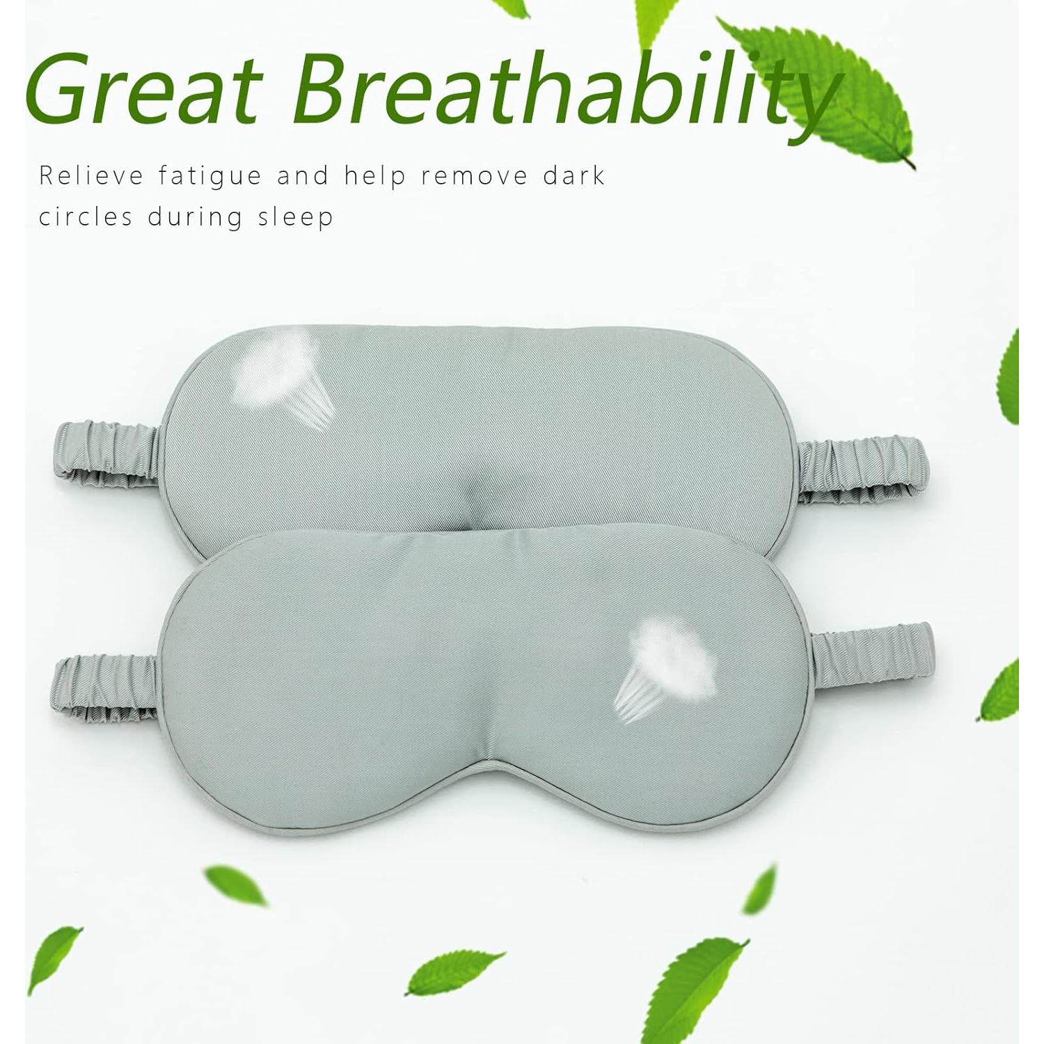 Máscara de Sueño HBHLFZ 2 Pack - Fibra de Viscosa de Bambú Gris